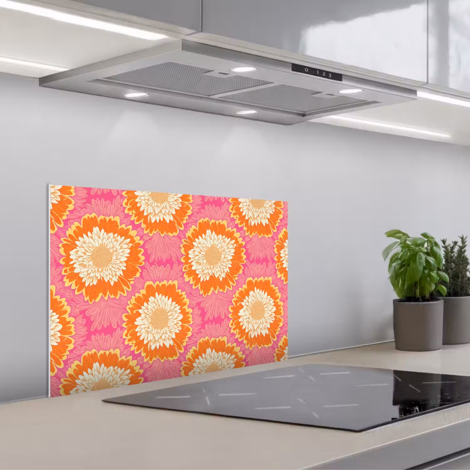 Retro - Bloemen - Kleurrijk keuken achterwand spatscherm klein 900 -3d_schuin