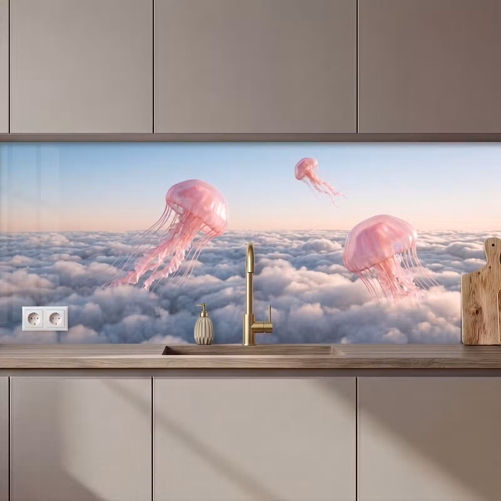 Küchenrückwand - Rosa Tier – Wolken - Roze dier - Wolken keuken achterwand 2 middel zz_3dshopping