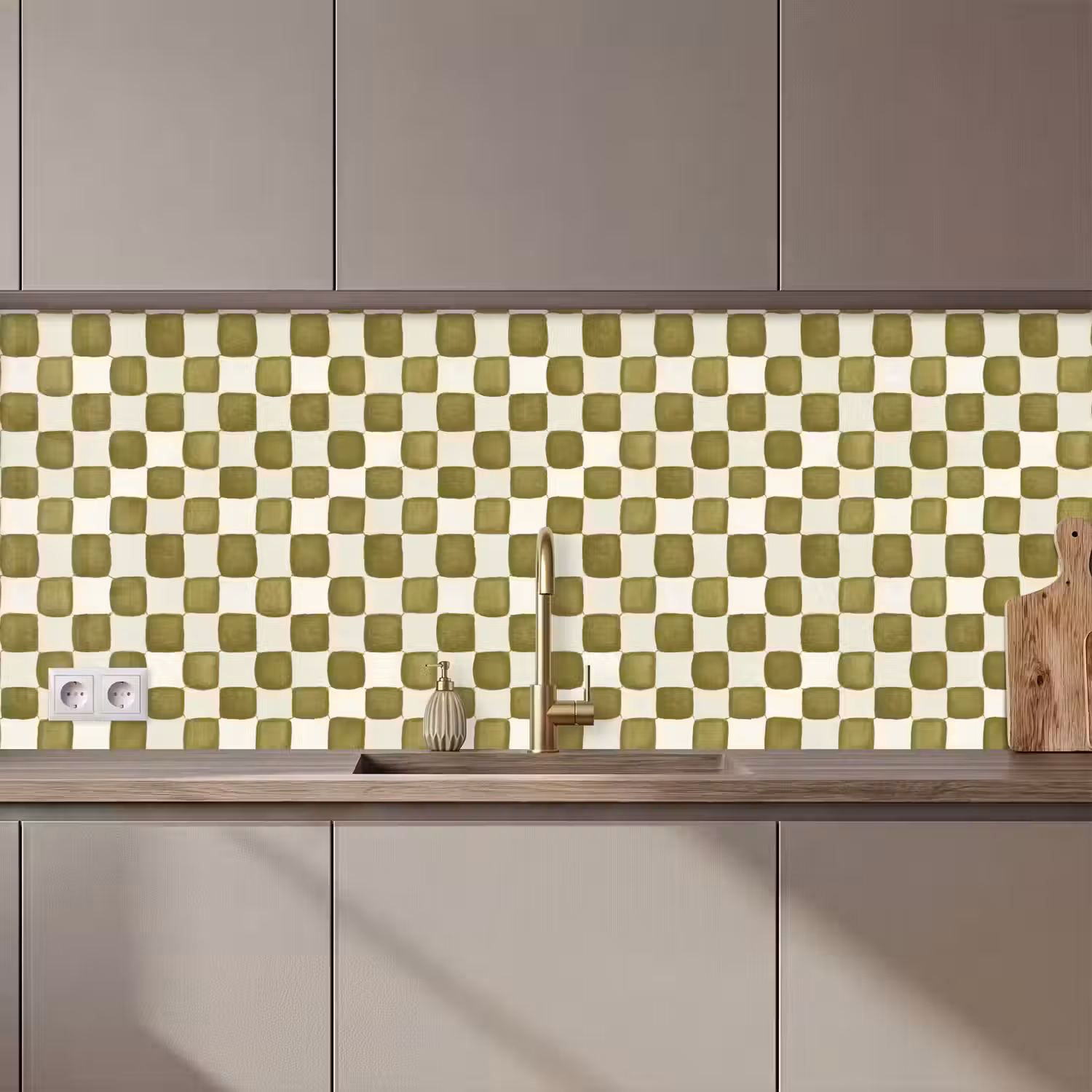 Schaak - Patroon - Groen keuken achterwand 2 middel 871 zz_3dshopping