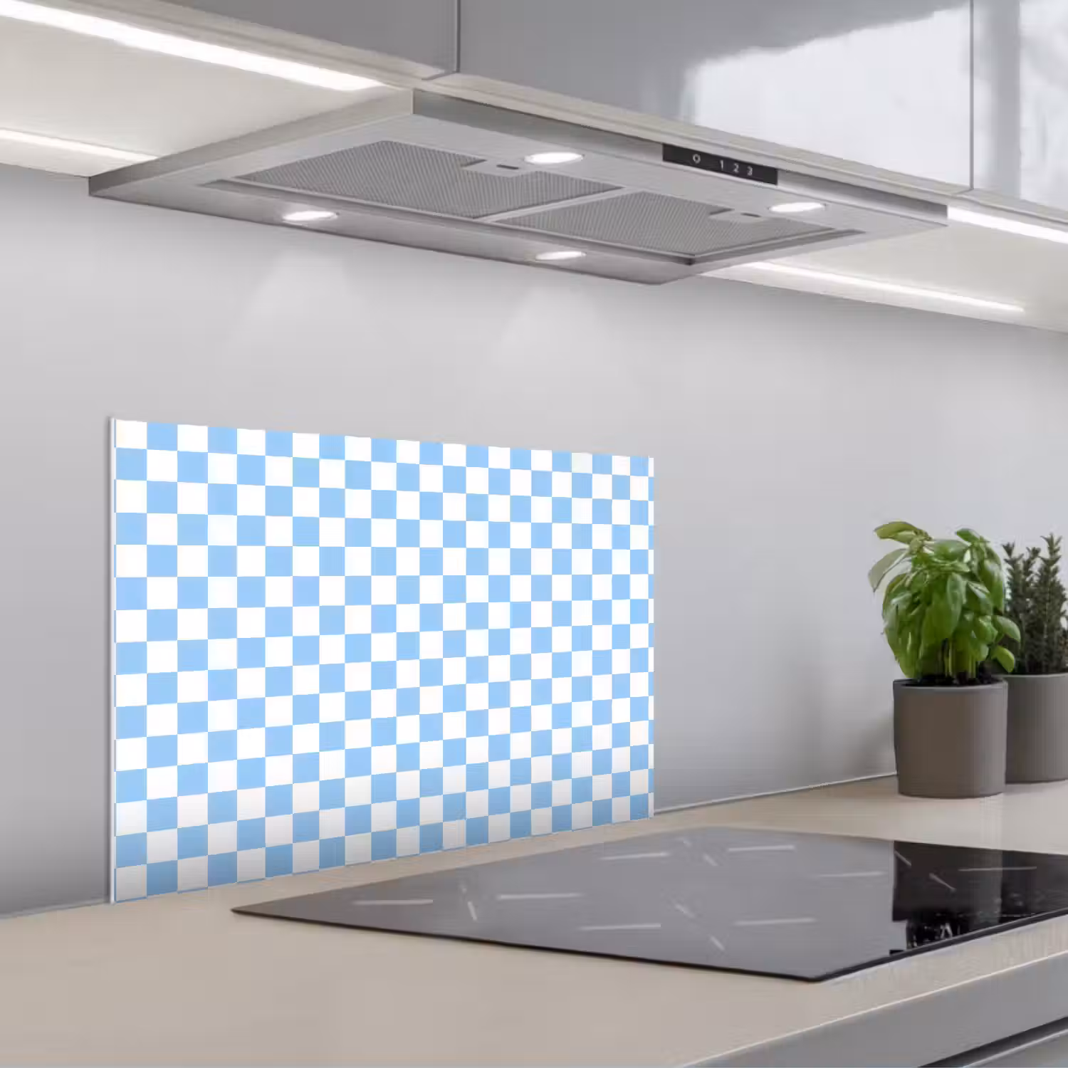 Schaakbord - Klassiek - Blauw keuken achterwand spatscherm klein 900 -3d_schuin