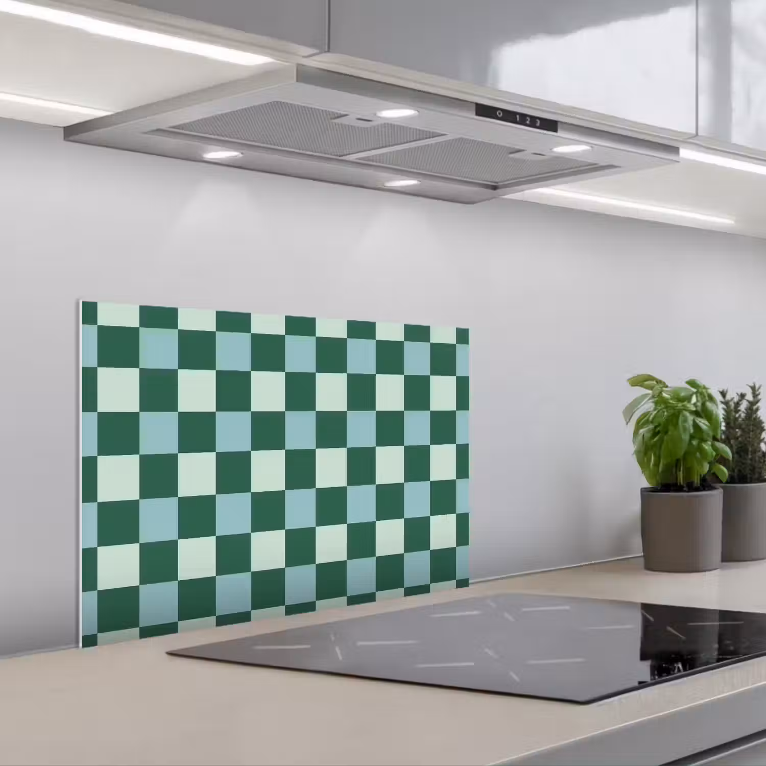 Schaakbord - Klassiek - Groen keuken achterwand spatscherm klein 900 -3d_schuin