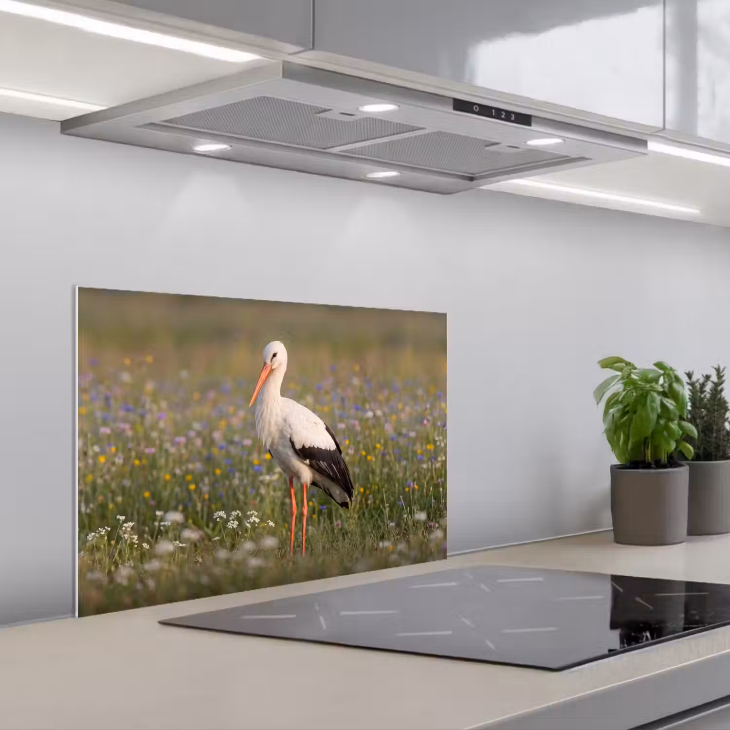 Ooienvaar - Bloemen - Weide - Kleurrijk keuken achterwand spatscherm klein -3d_schuin