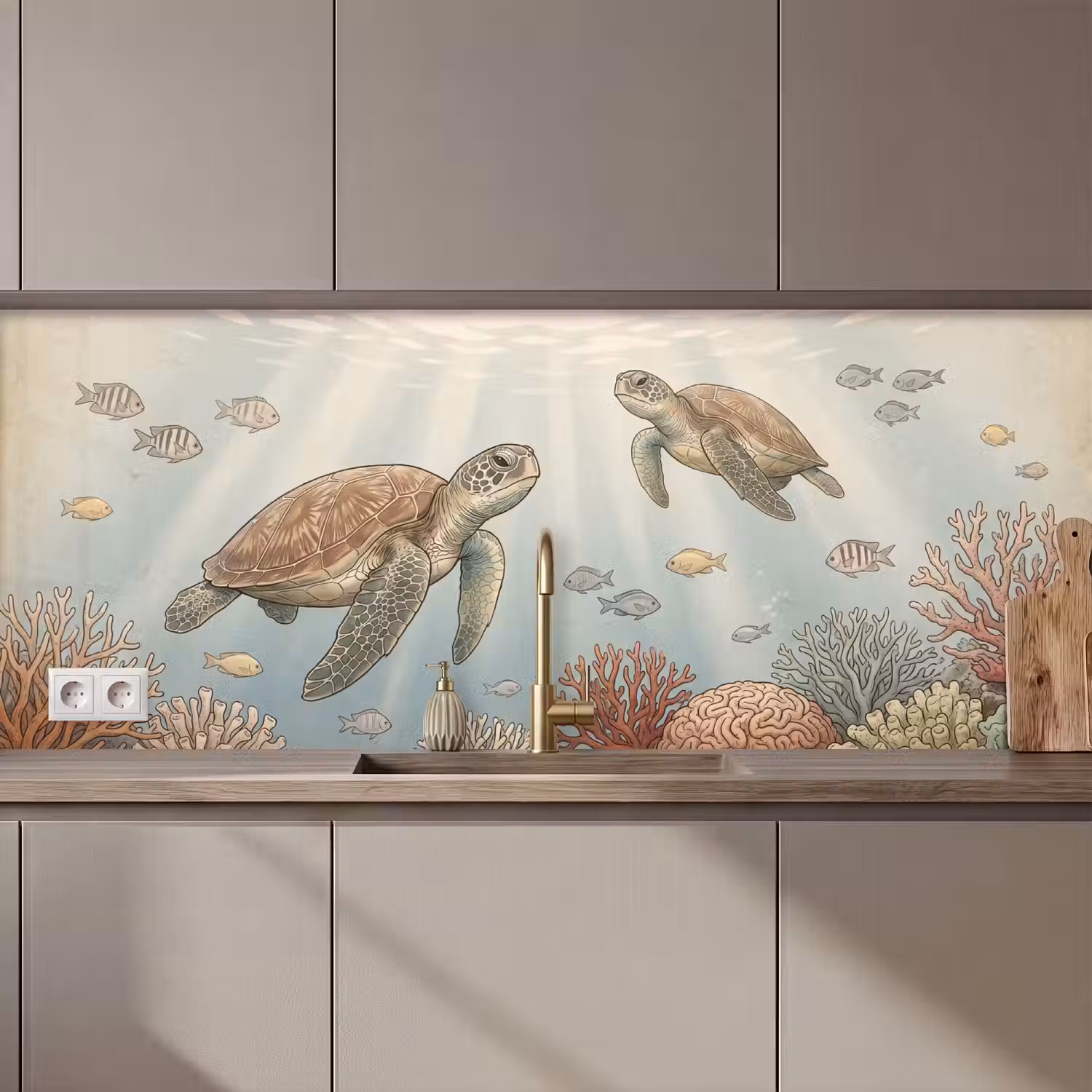 Schildpad - Onderwater - Natuur - Illustratie keuken achterwand 2 middel zz_3dshopping