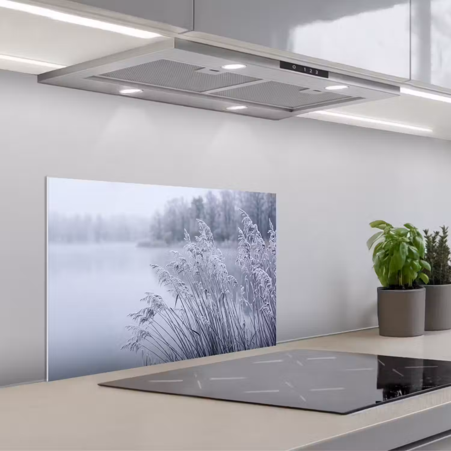 Riet - Bevroren - Winter - Natuur keuken achterwand spatscherm klein -3d_schuin