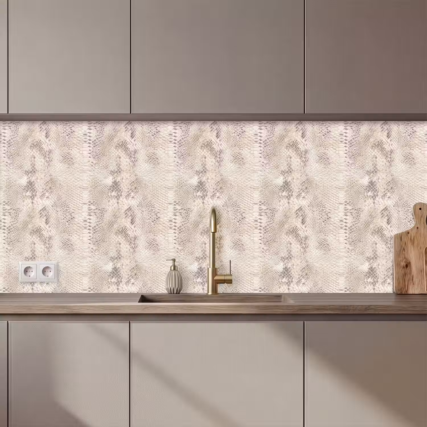 Slang - Patroon - Beige keuken achterwand 2 middel 871 zz_3dshopping