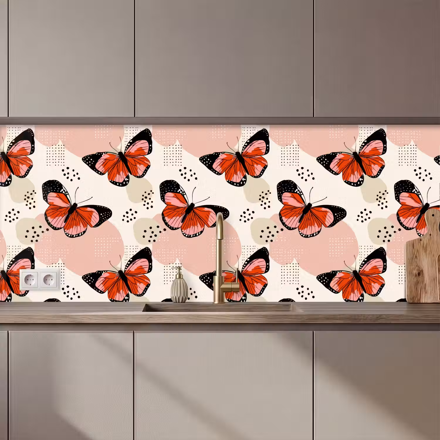 Vlinders - Retro - Kleurrijk keuken achterwand 2 middel 871 zz_3dshopping