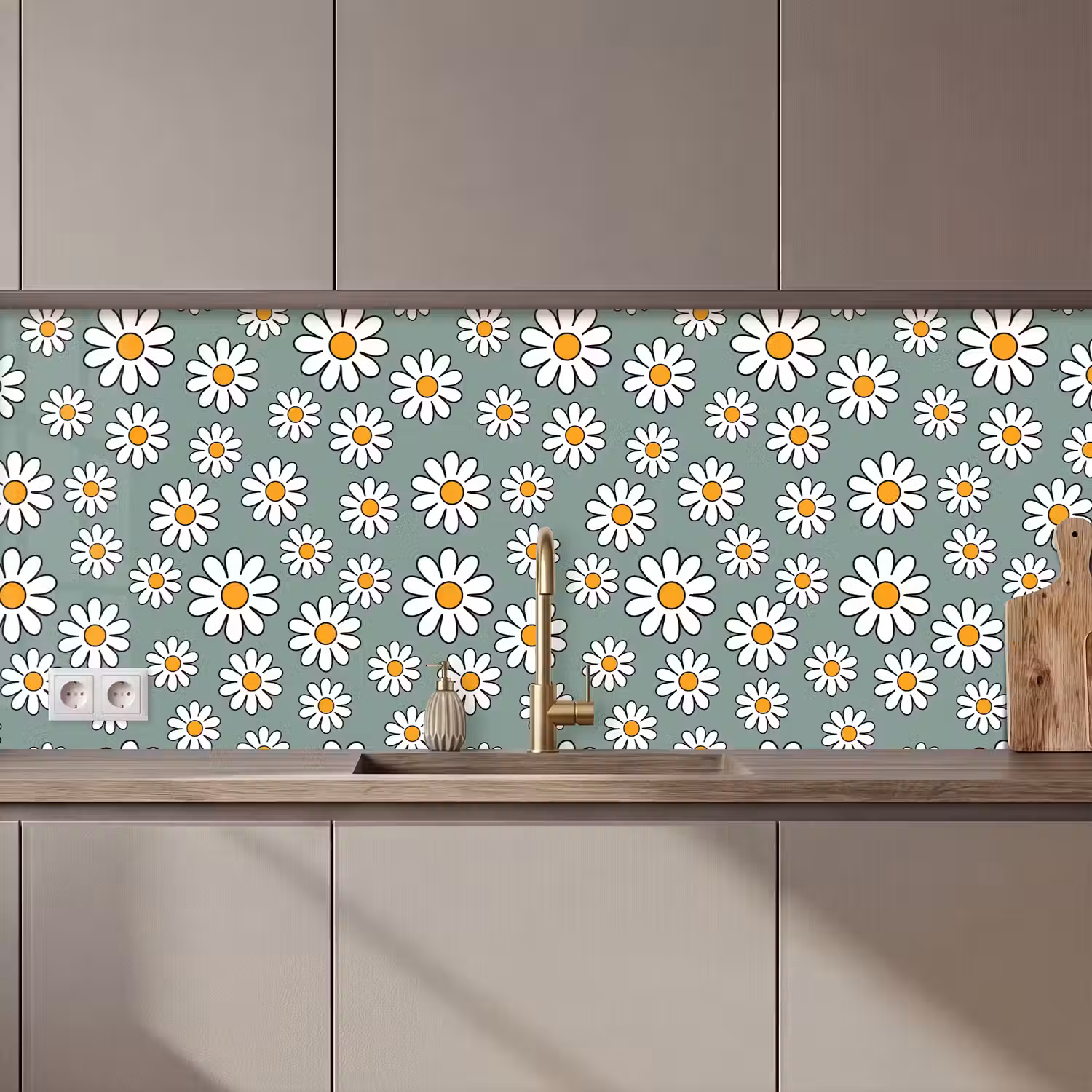 Patronen - Vintage - Bloemen - Madelief keuken achterwand 2 middel 871 zz_3dshopping