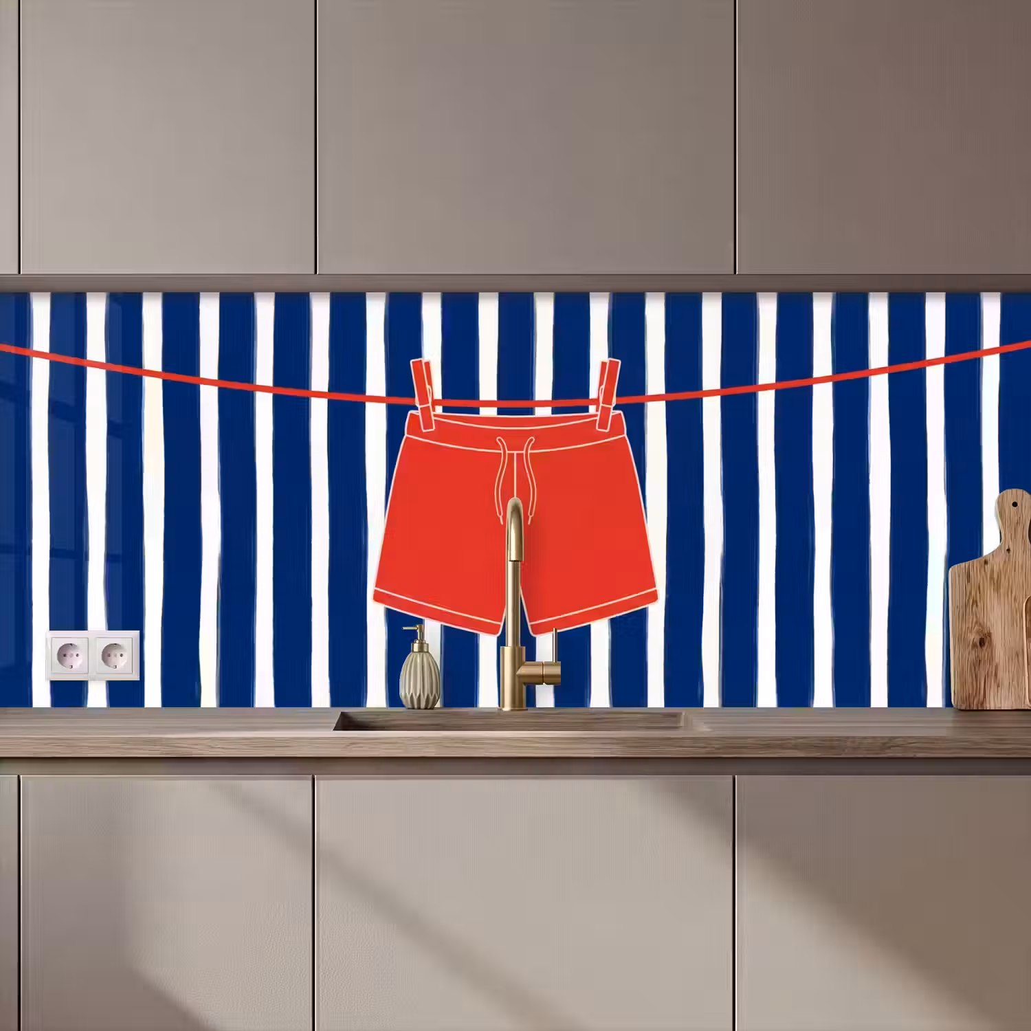 Shorts - Waslijn - Zomer - Illustratie - Rood keuken achterwand 2 middel zz_3dshopping