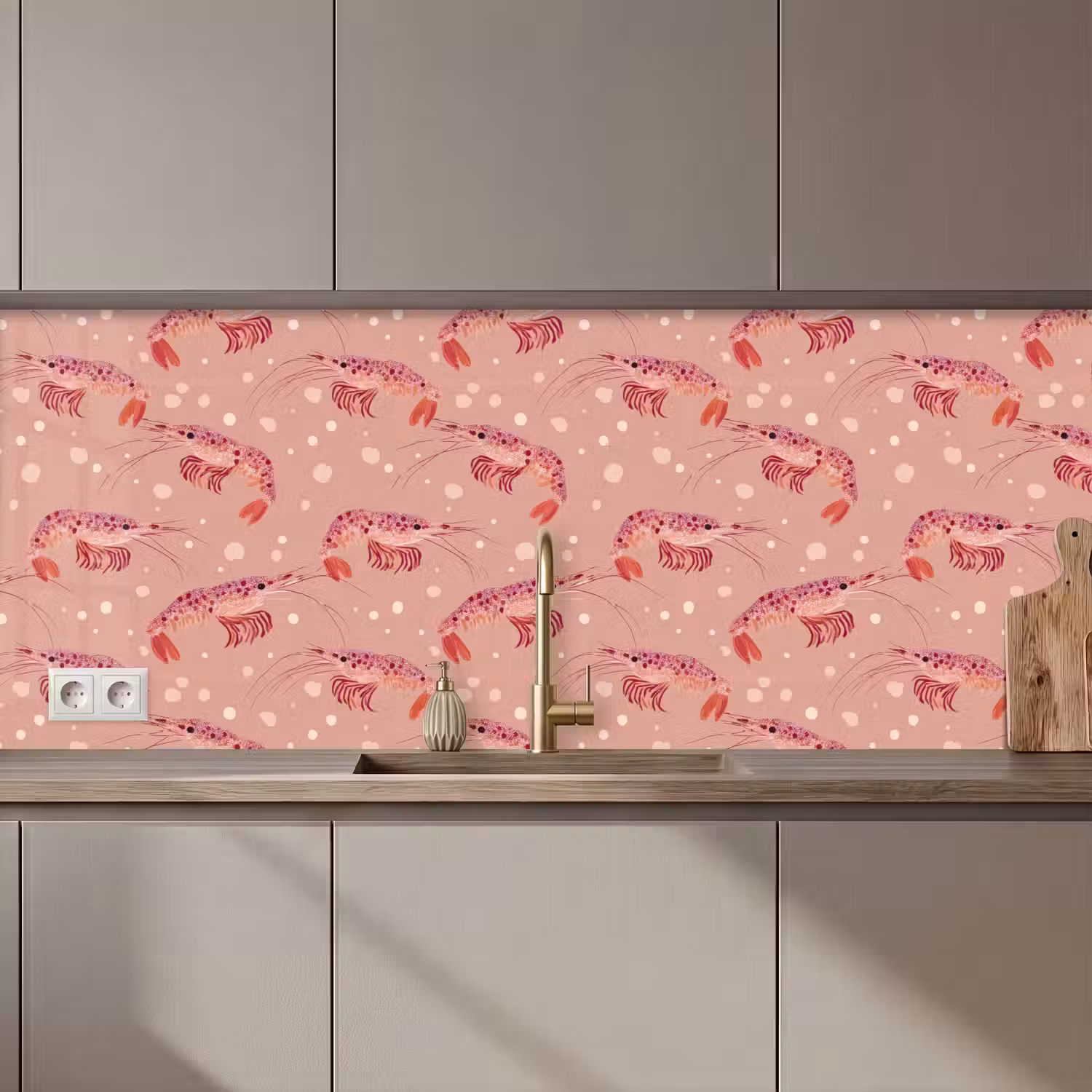 Garnalen - Stippen - Roze keuken achterwand 2 middel 871 zz_3dshopping