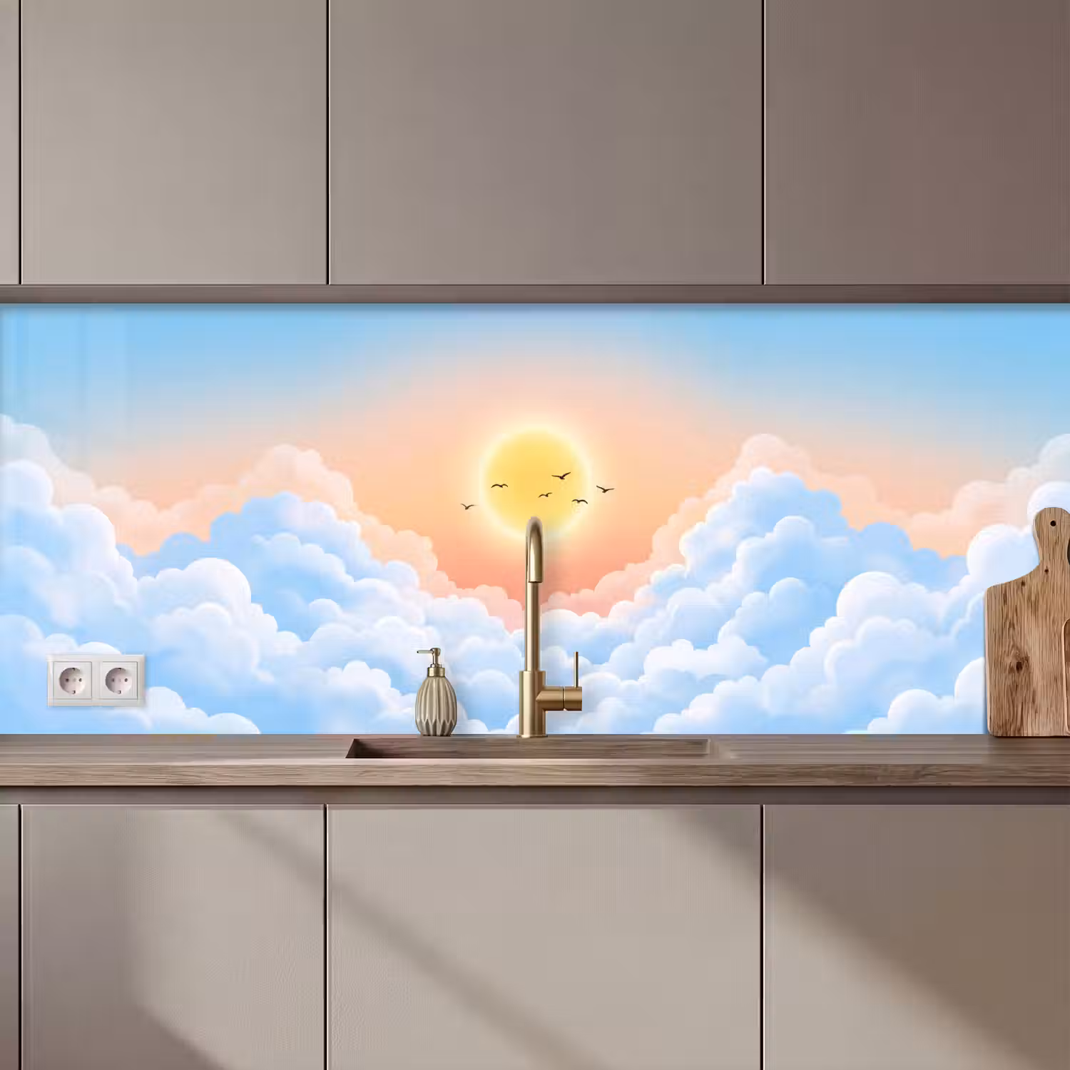 Zon - Vogels - Lucht - Natuur - Geel keuken achterwand 2 middel zz_3dshopping