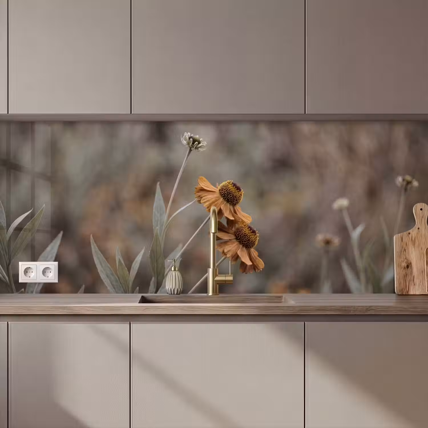 Zonnehoed - Droogbloemen - Geel - Warm keuken achterwand 2 middel zz_3dshopping