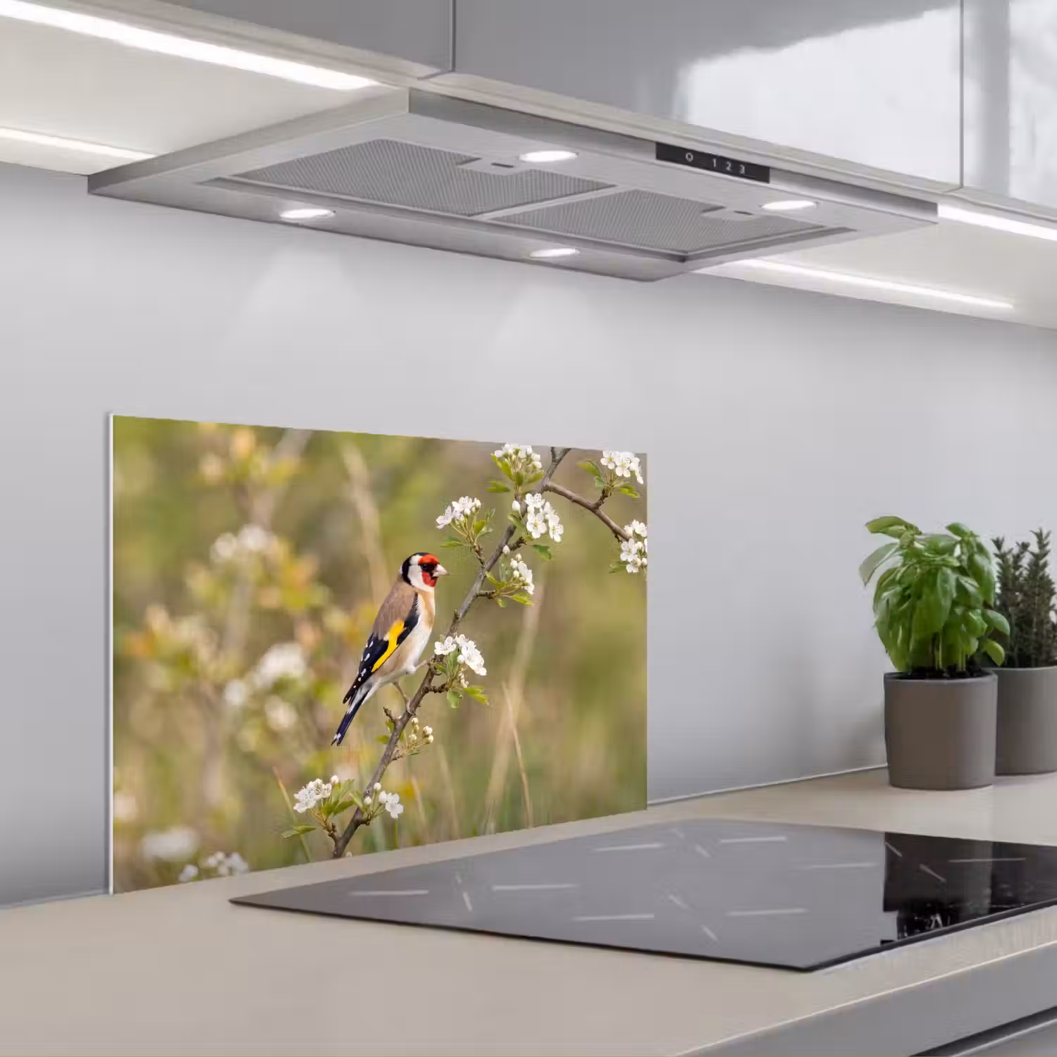 Putter - Bloesem - Lente - Natuur - Kleurrijk keuken achterwand spatscherm klein -3d_schuin
