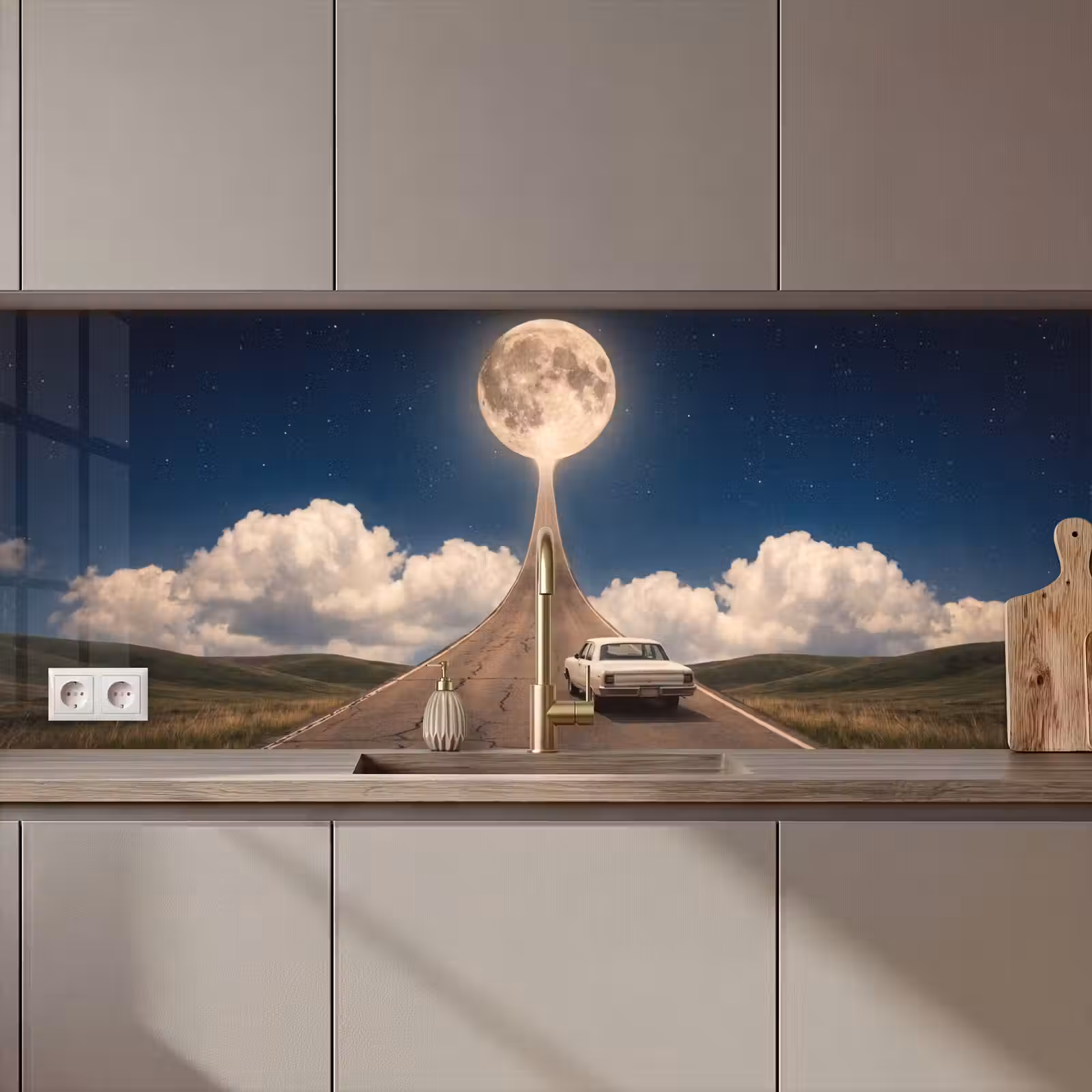 Küchenrückwand - Straße – Mond – Nacht - Weg - Maan - Nacht keuken achterwand 2 middel zz_3dshopping
