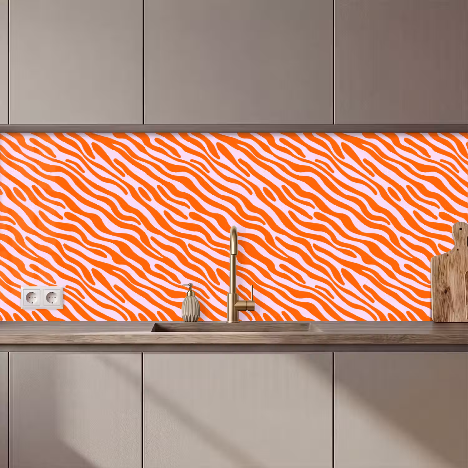 Strepen - Dynamisch - Oranje keuken achterwand 2 middel 871 zz_3dshopping