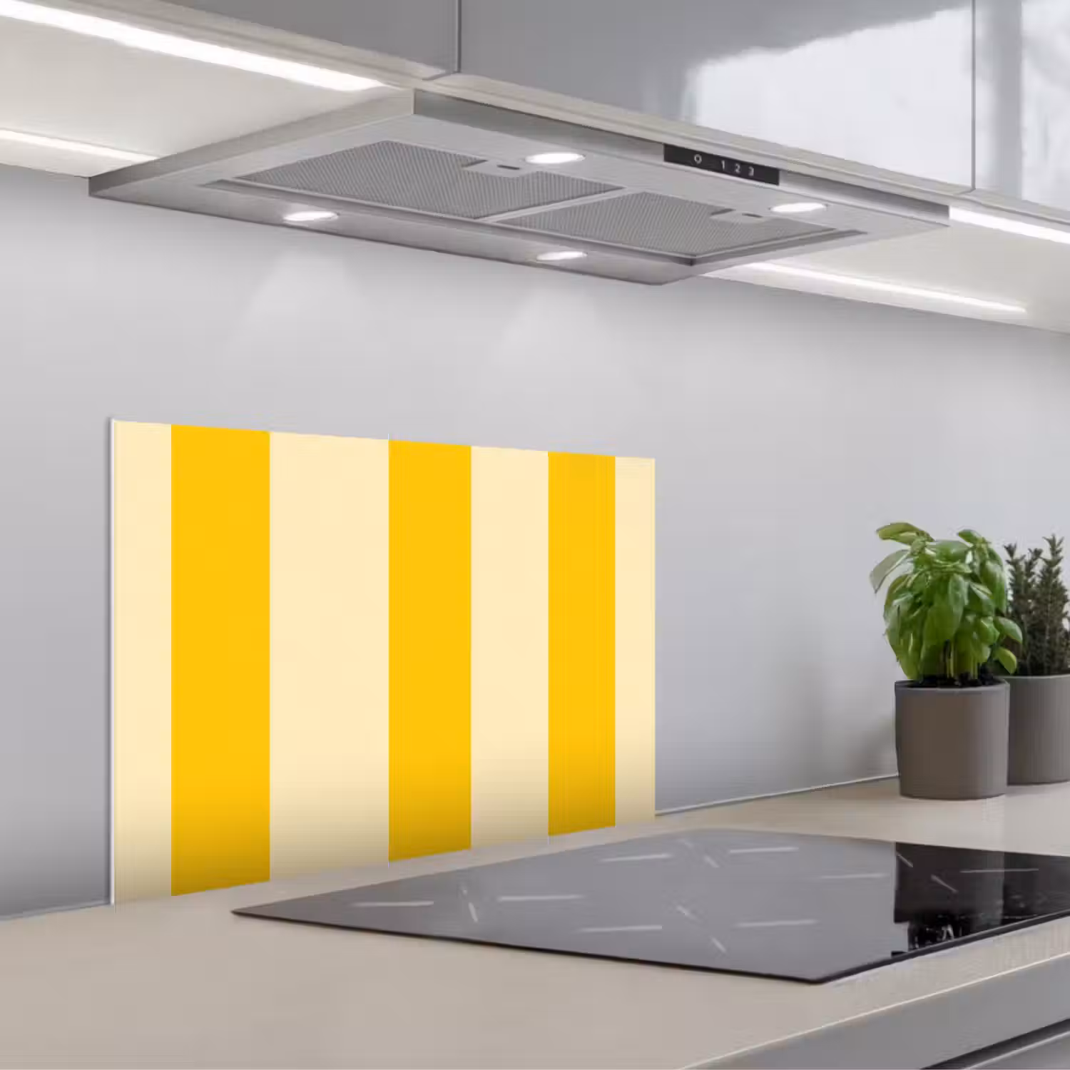 Strepen - Klassiek - Geel keuken achterwand spatscherm klein 900 -3d_schuin