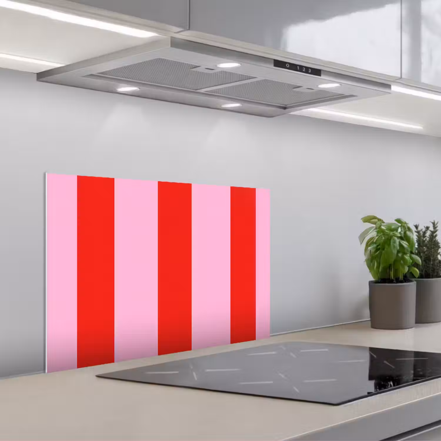 Strepen - Klassiek - Roze keuken achterwand spatscherm klein 900 -3d_schuin