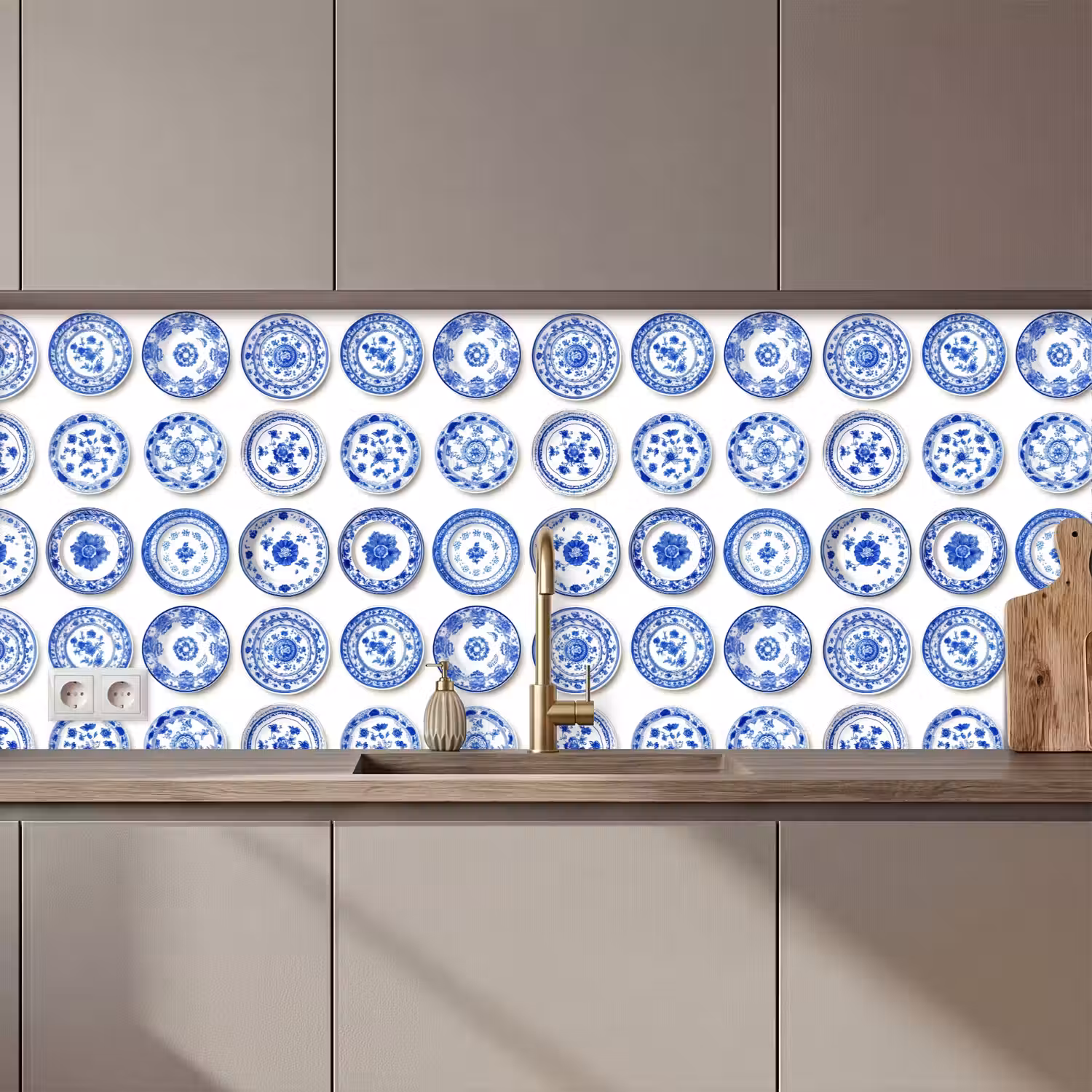 Borden - Bloemen - Patroon - Blauw keuken achterwand 2 middel 871 zz_3dshopping