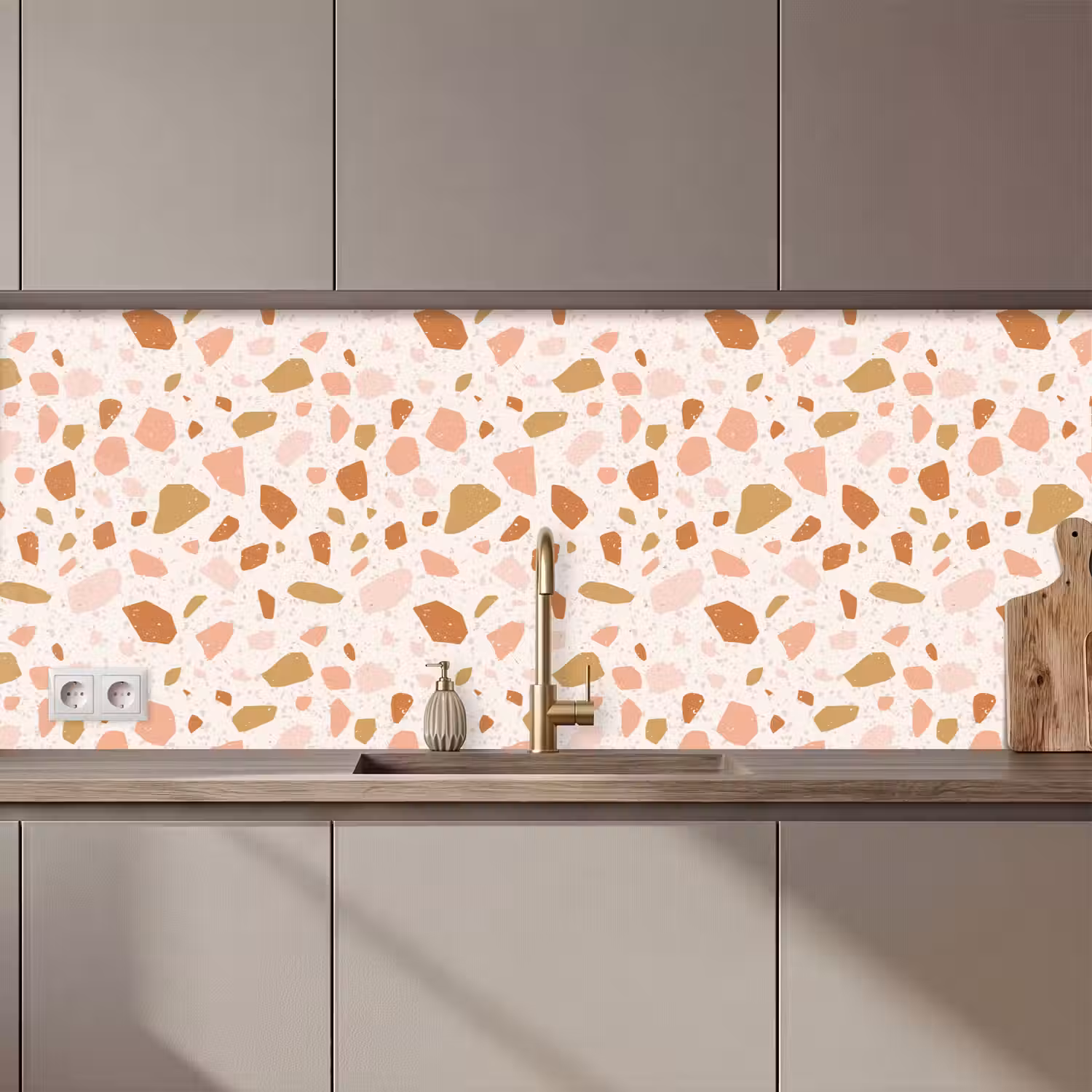 Terrazzo - Patroon - Kleurrijk - Zalm keuken achterwand 2 middel 871 zz_3dshopping