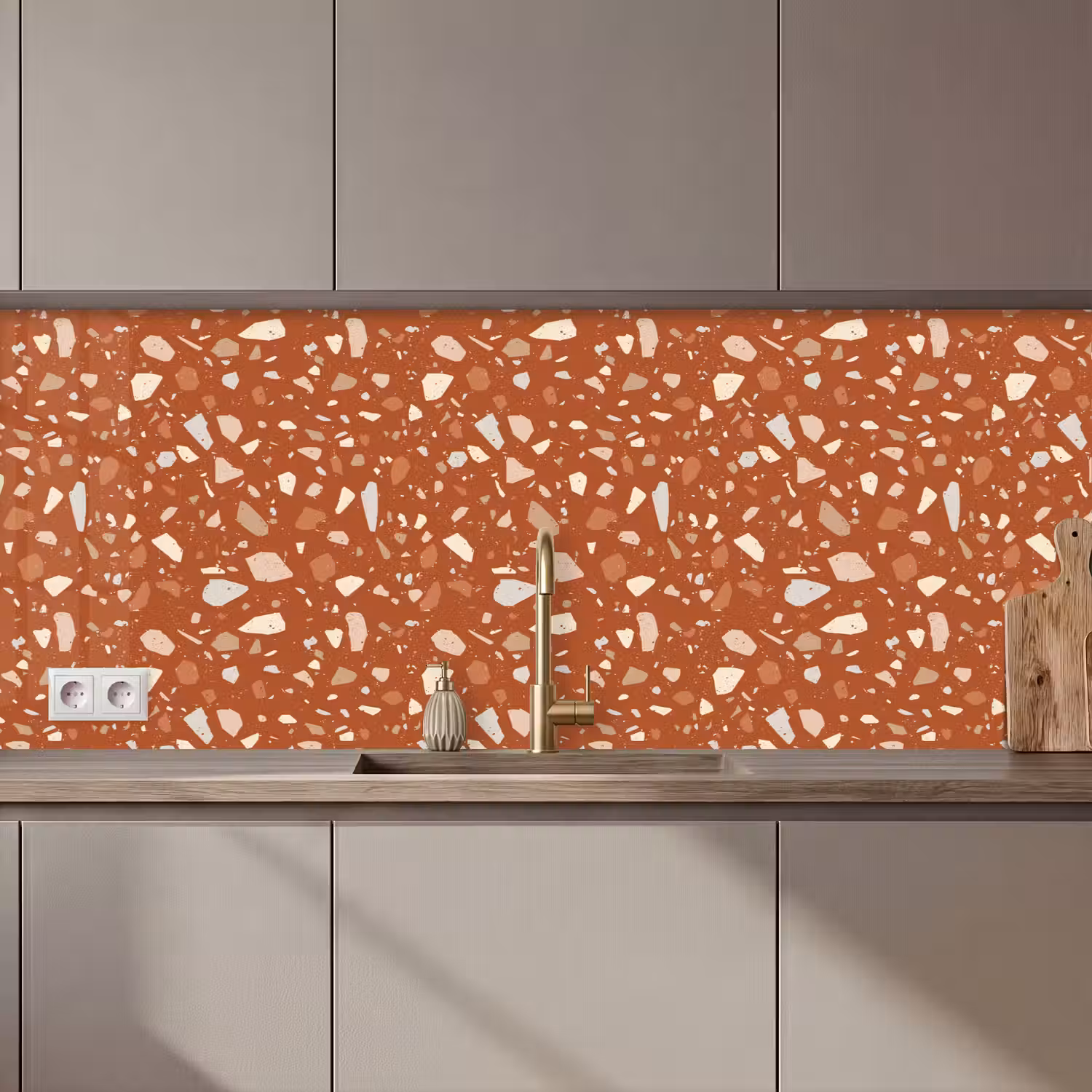Terrazzo - Patroon - Klei keuken achterwand 2 middel 871 zz_3dshopping
