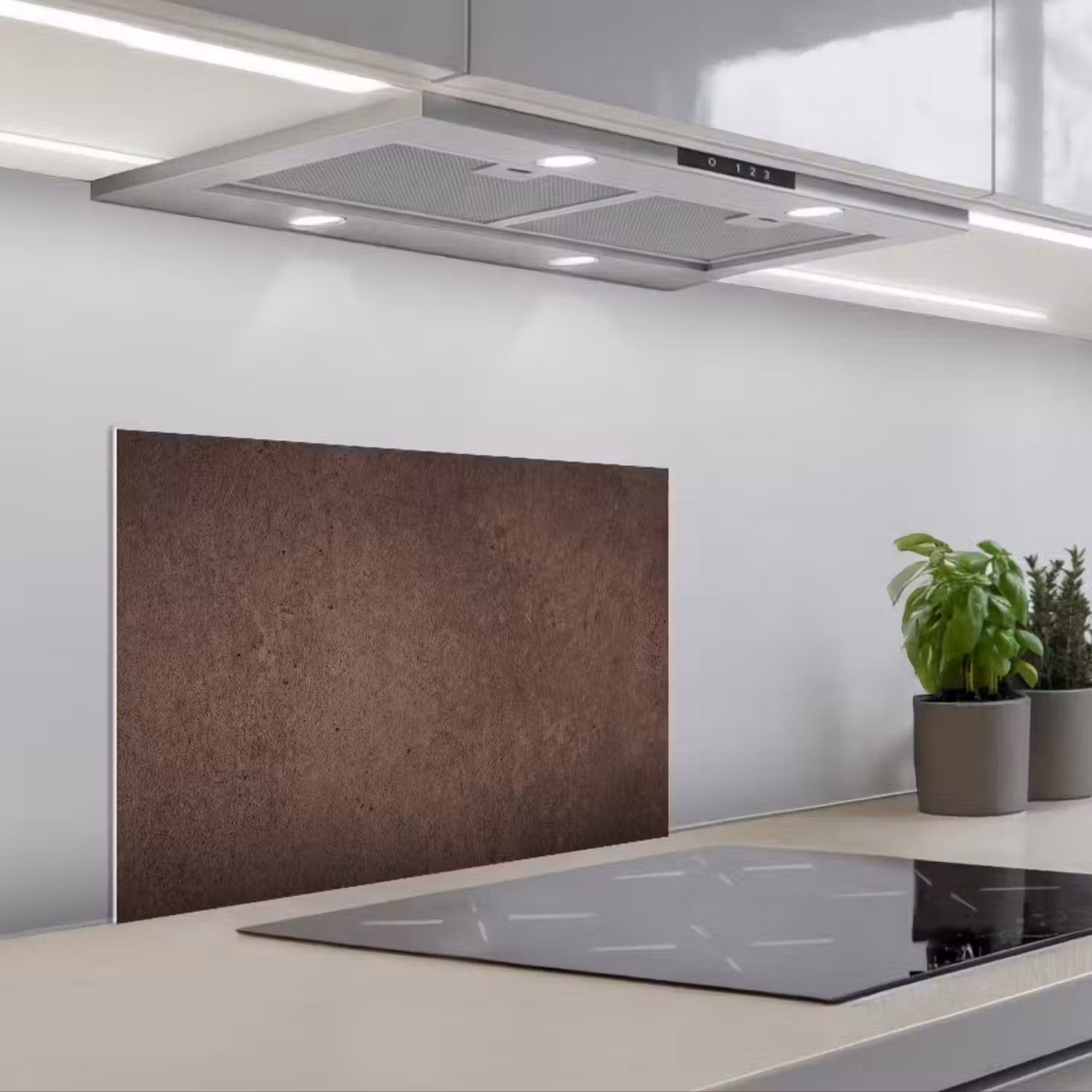 Textuur - Beton - Abstract - Donker - Bruin keuken achterwand spatscherm klein -3d_schuin
