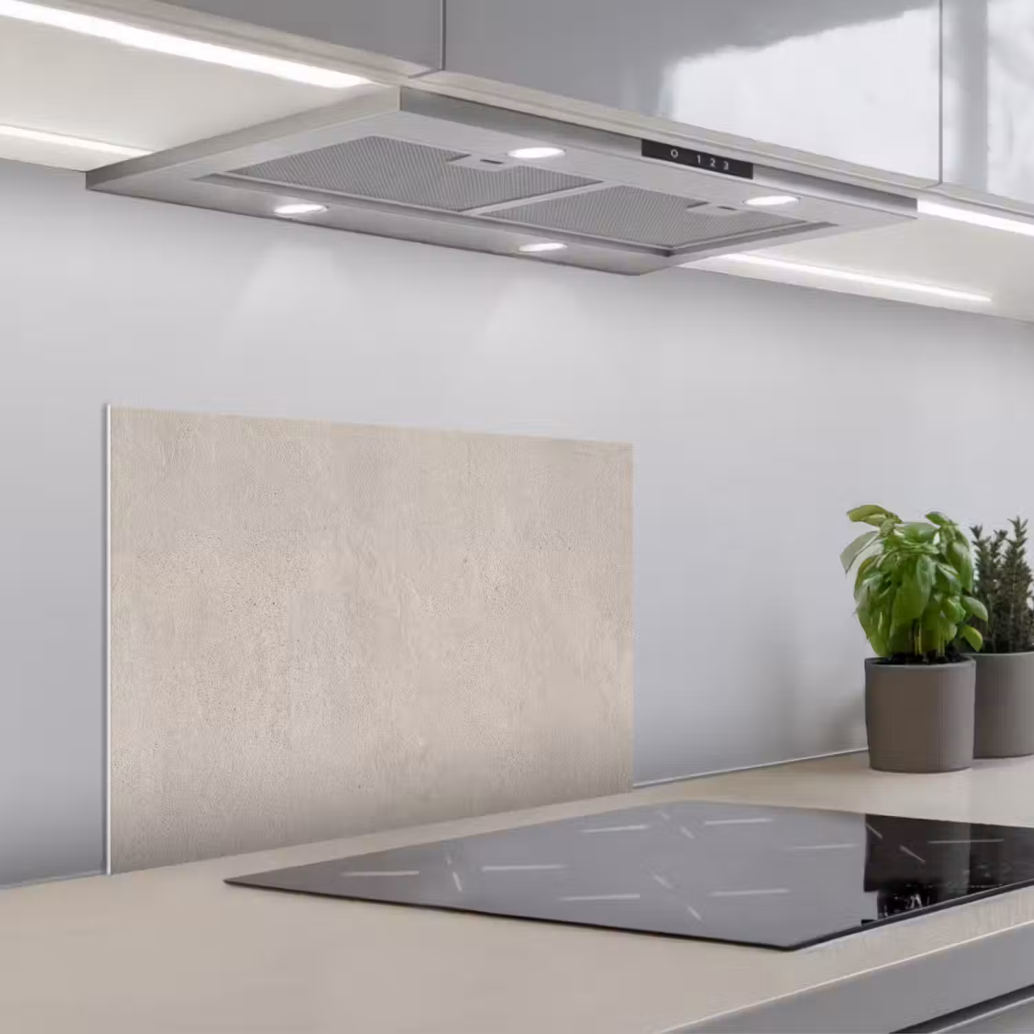 Textuur - Effen - Abstract - Beige keuken achterwand spatscherm klein -3d_schuin