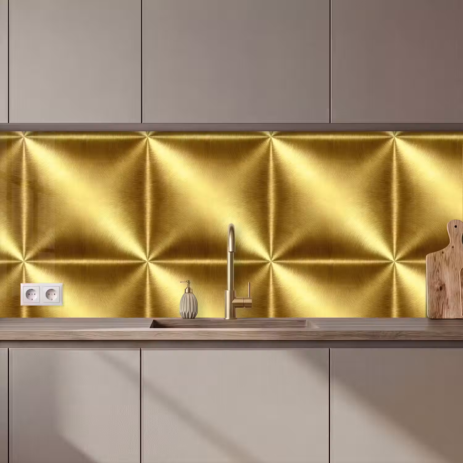 Textuur - Geborsteld Goud - Industrieel - Metallic keuken achterwand 2 middel 871 zz_3dshopping