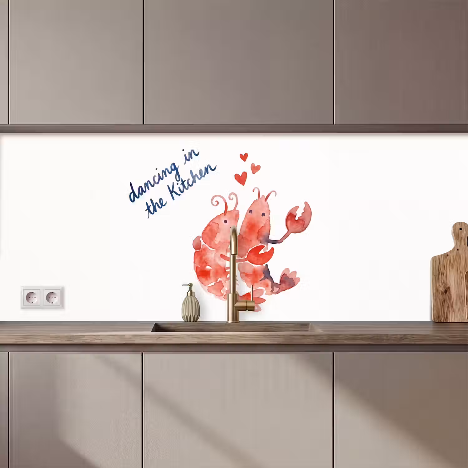 Dier - Dans - Liefde - Waterverf - Rood keuken achterwand 2 middel zz_3dshopping