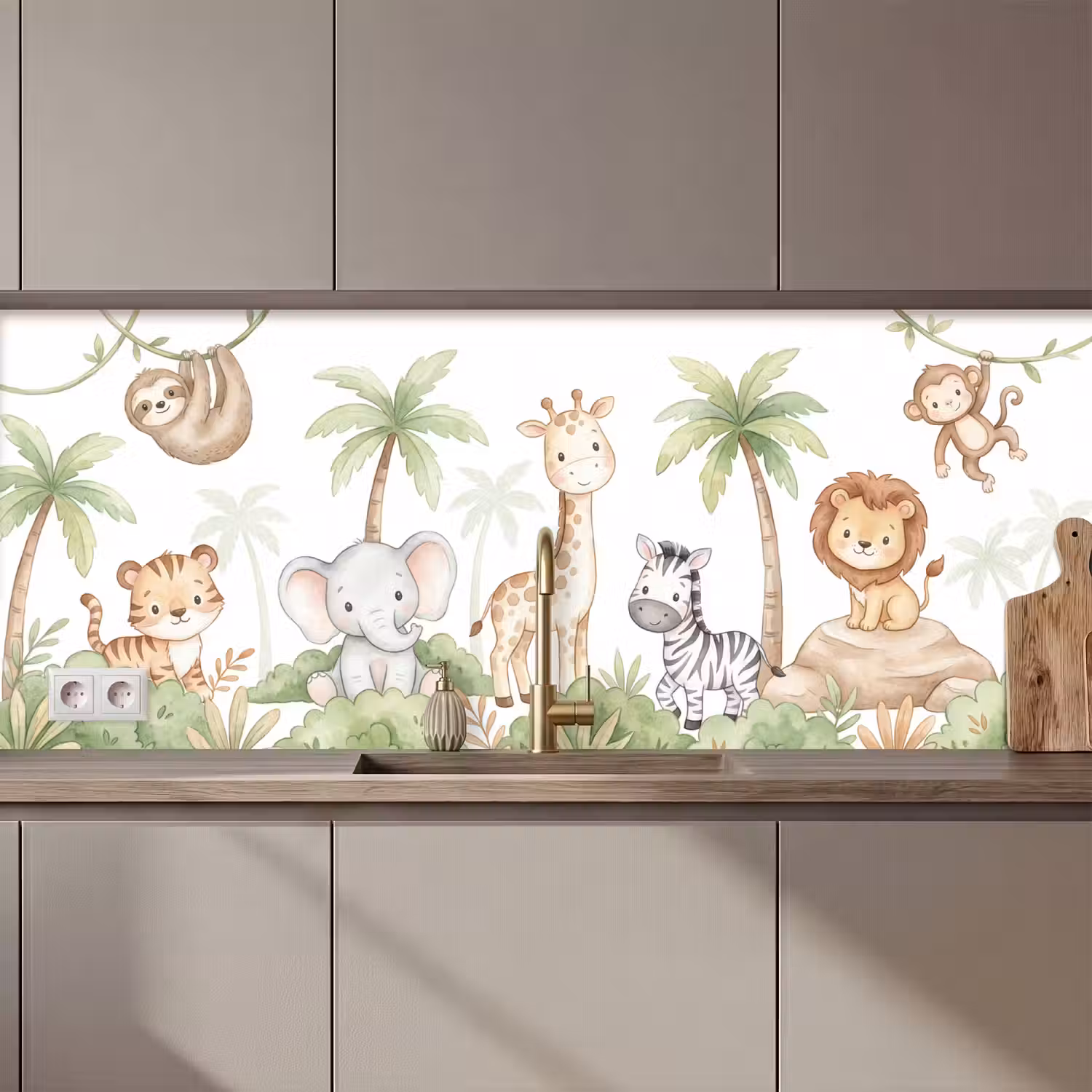 Dieren - Jungle - Pastel keuken achterwand 2 middel zz_3dshopping