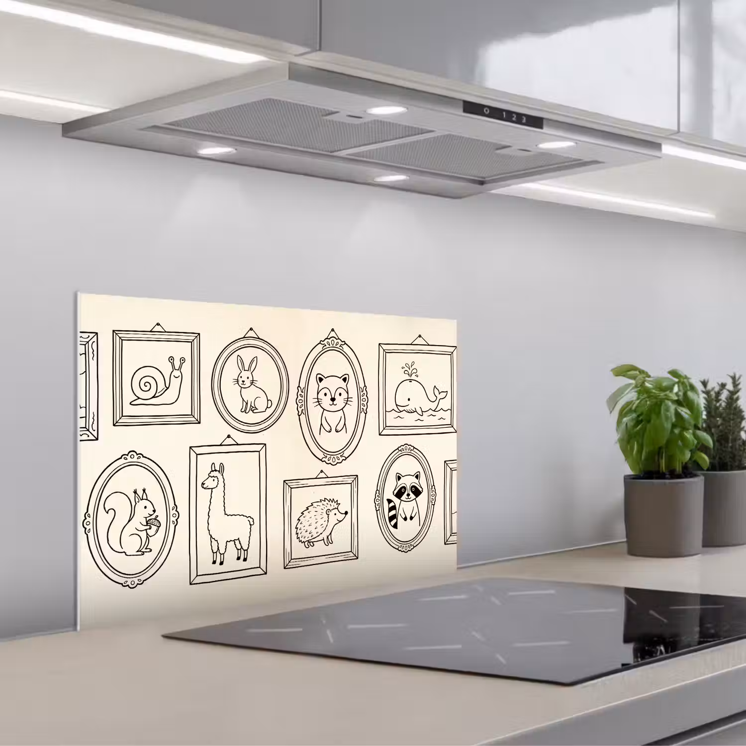 Dieren - Illustratie - Lijsten - Galerij - Speels keuken achterwand spatscherm klein -3d_schuin