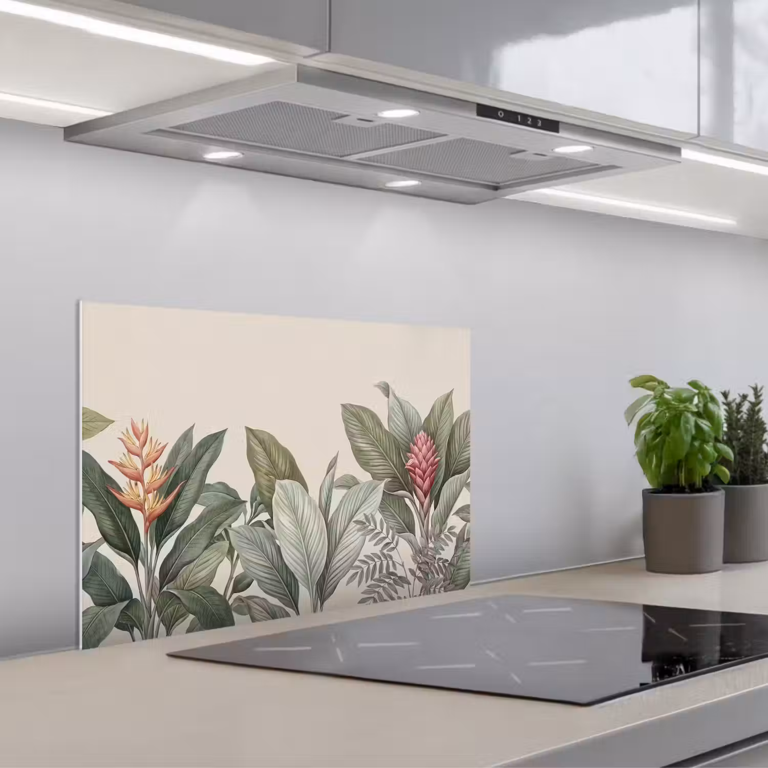 Tropisch - Planten - Modern - Groen keuken achterwand spatscherm klein -3d_schuin
