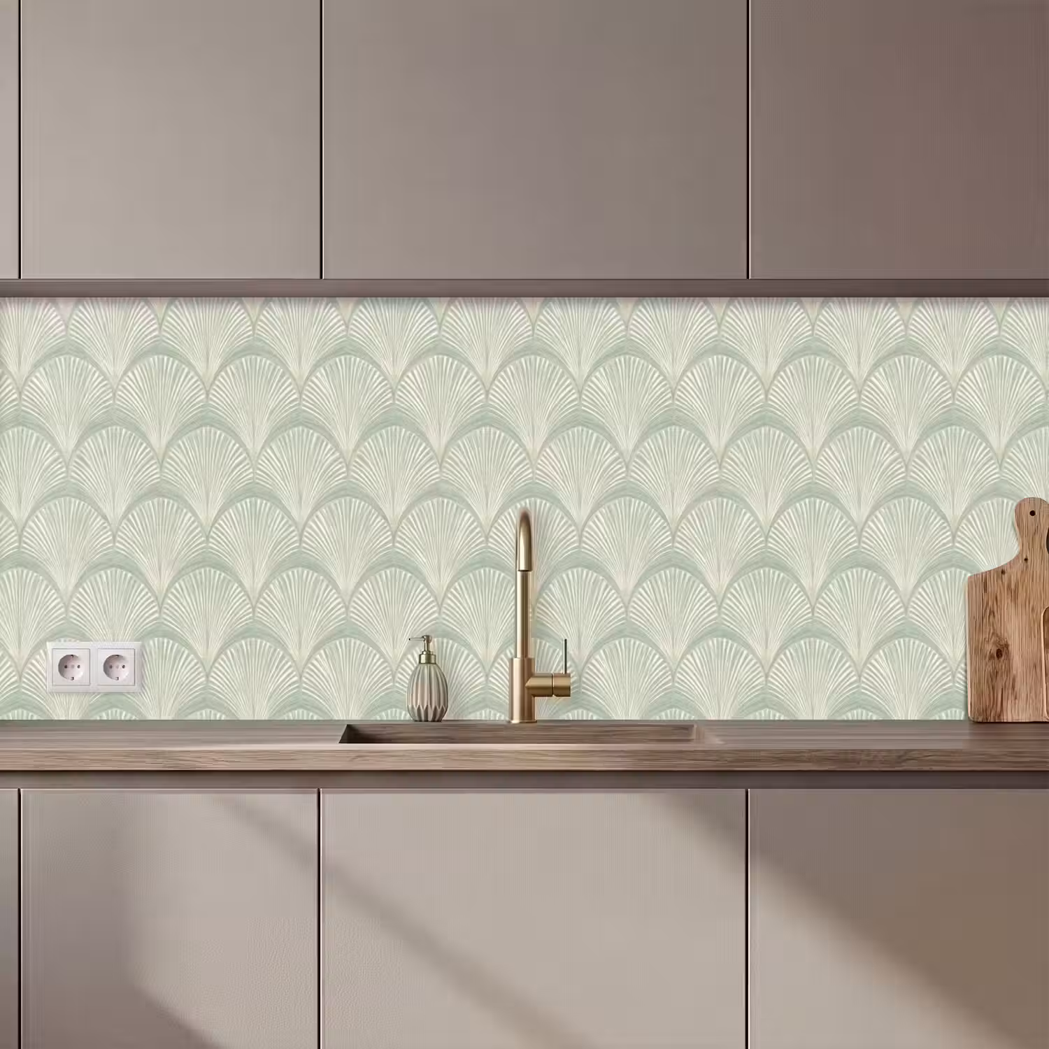 Waaiers - Patroon - Groen keuken achterwand 2 middel 871 zz_3dshopping