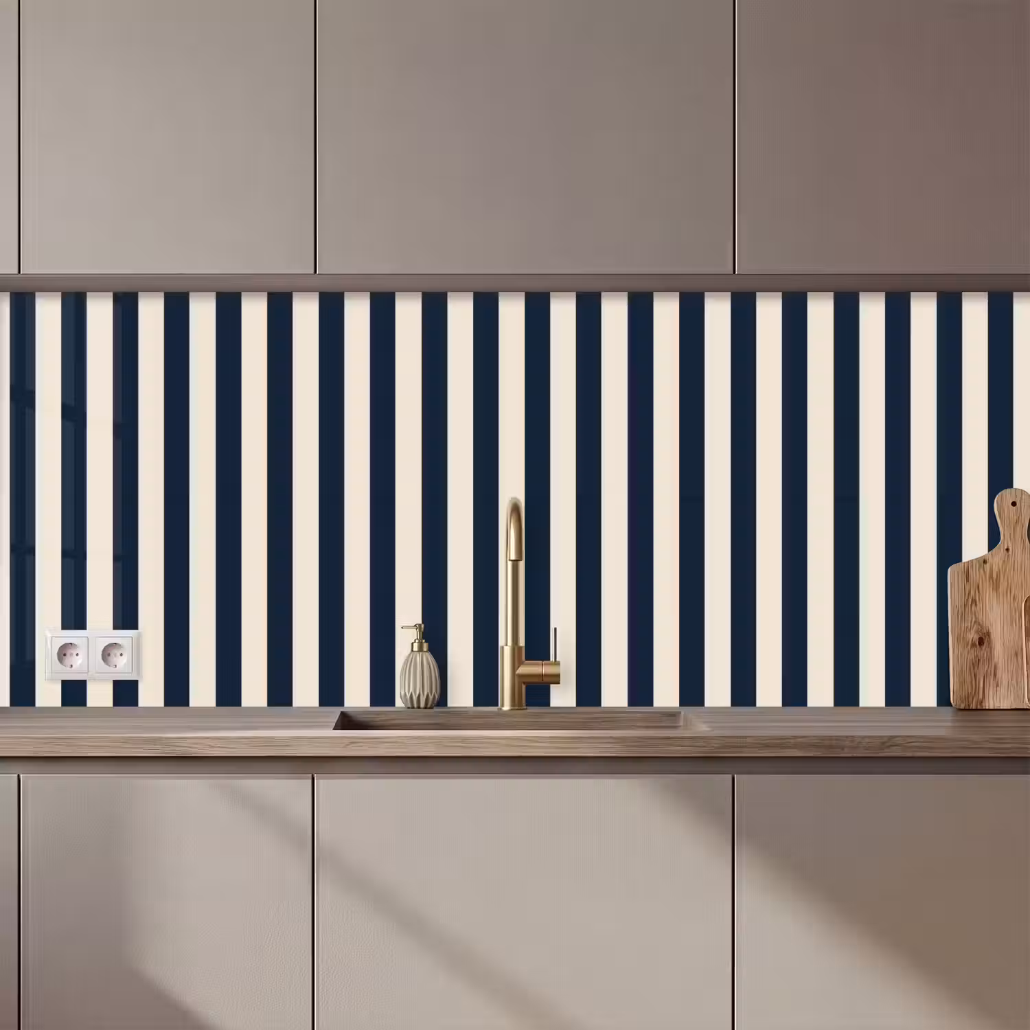 Verticale strepen - Blauw - Crème keuken achterwand 2 middel 871 zz_3dshopping