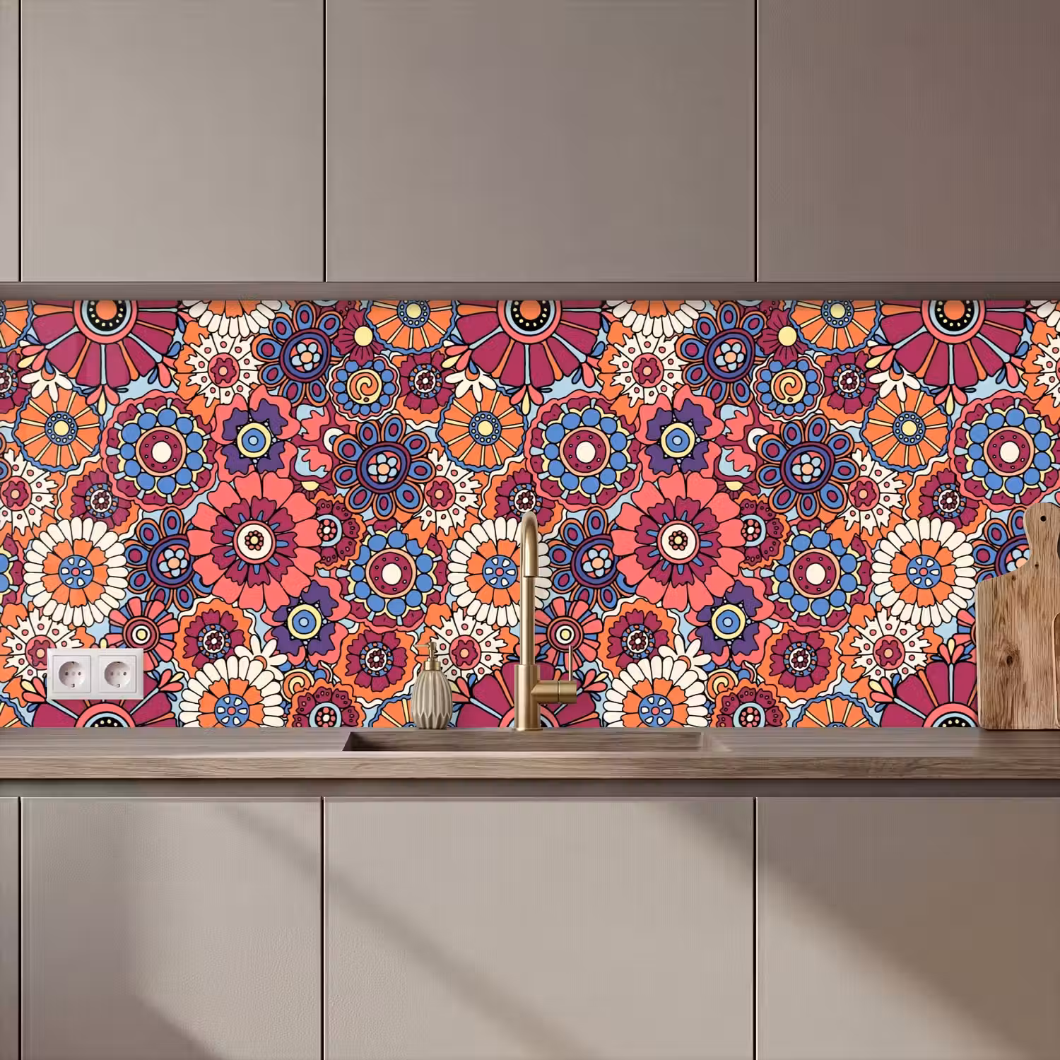 Vintage - Patronen - Bloemen - Planten keuken achterwand 2 middel 871 zz_3dshopping