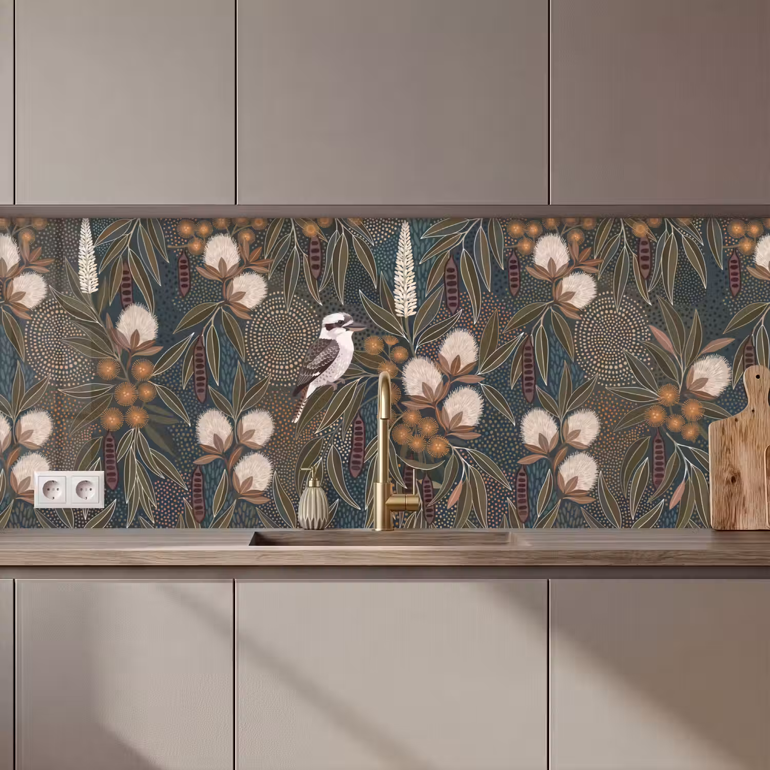 Vogel - Bladeren - Natuur - Illustratie - Groen keuken achterwand 2 middel zz_3dshopping