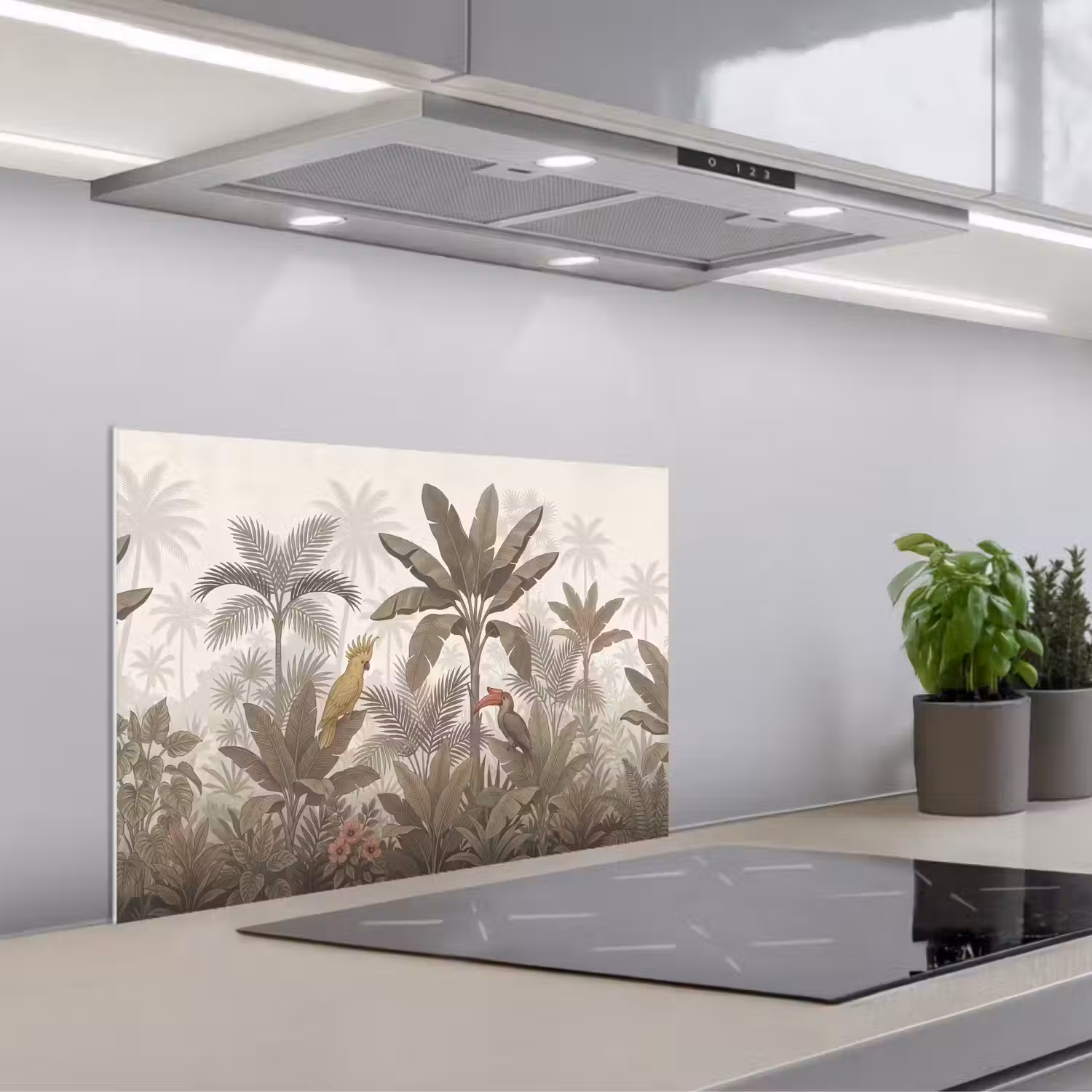 Vogel - Jungle - Tropisch - Illustratie - Groen keuken achterwand spatscherm klein -3d_schuin
