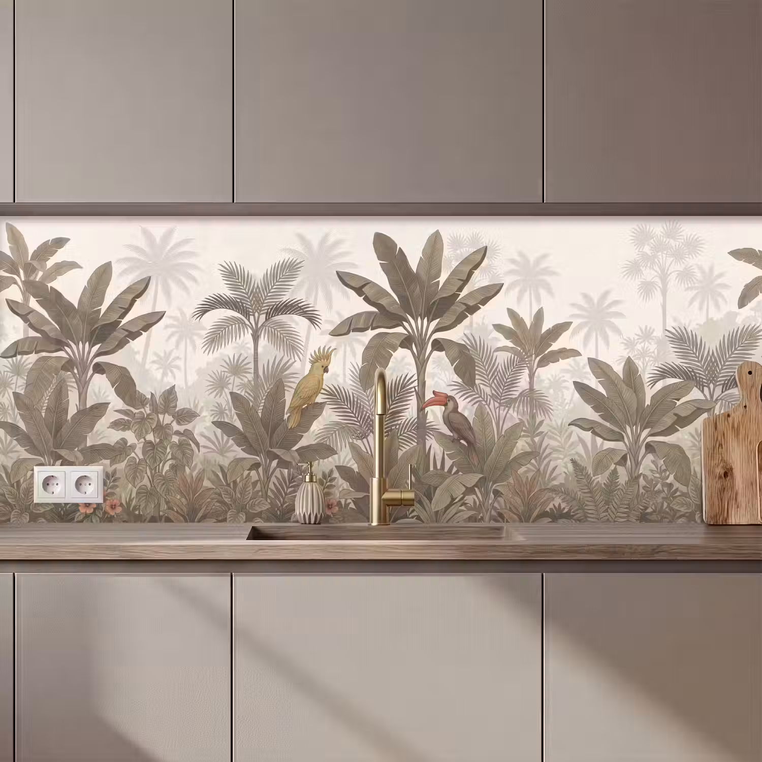 Vogel - Jungle - Tropisch - Illustratie - Groen keuken achterwand 2 middel zz_3dshopping