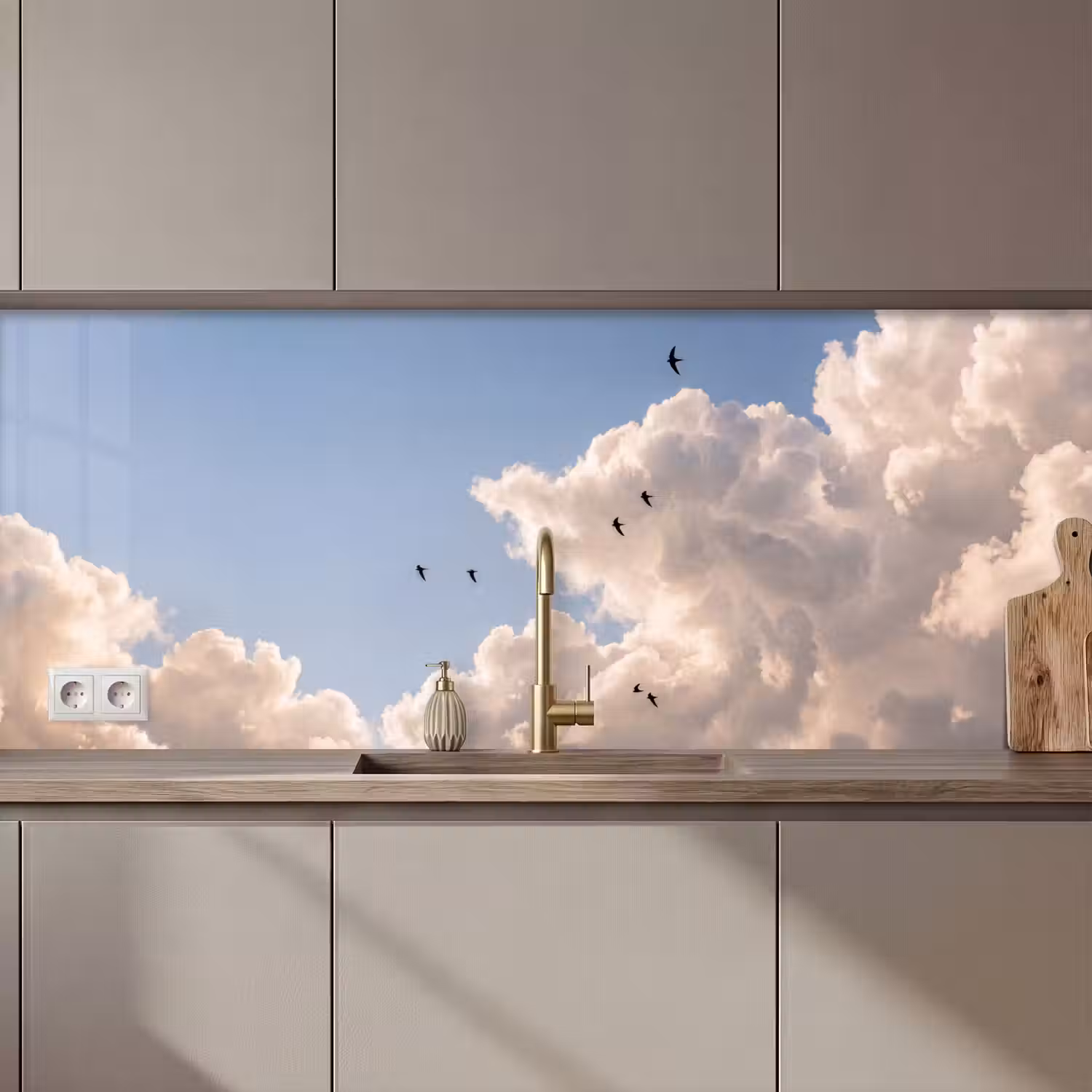 Vogel - Vlucht - Wolken - Natuur - Blauw keuken achterwand 2 middel zz_3dshopping