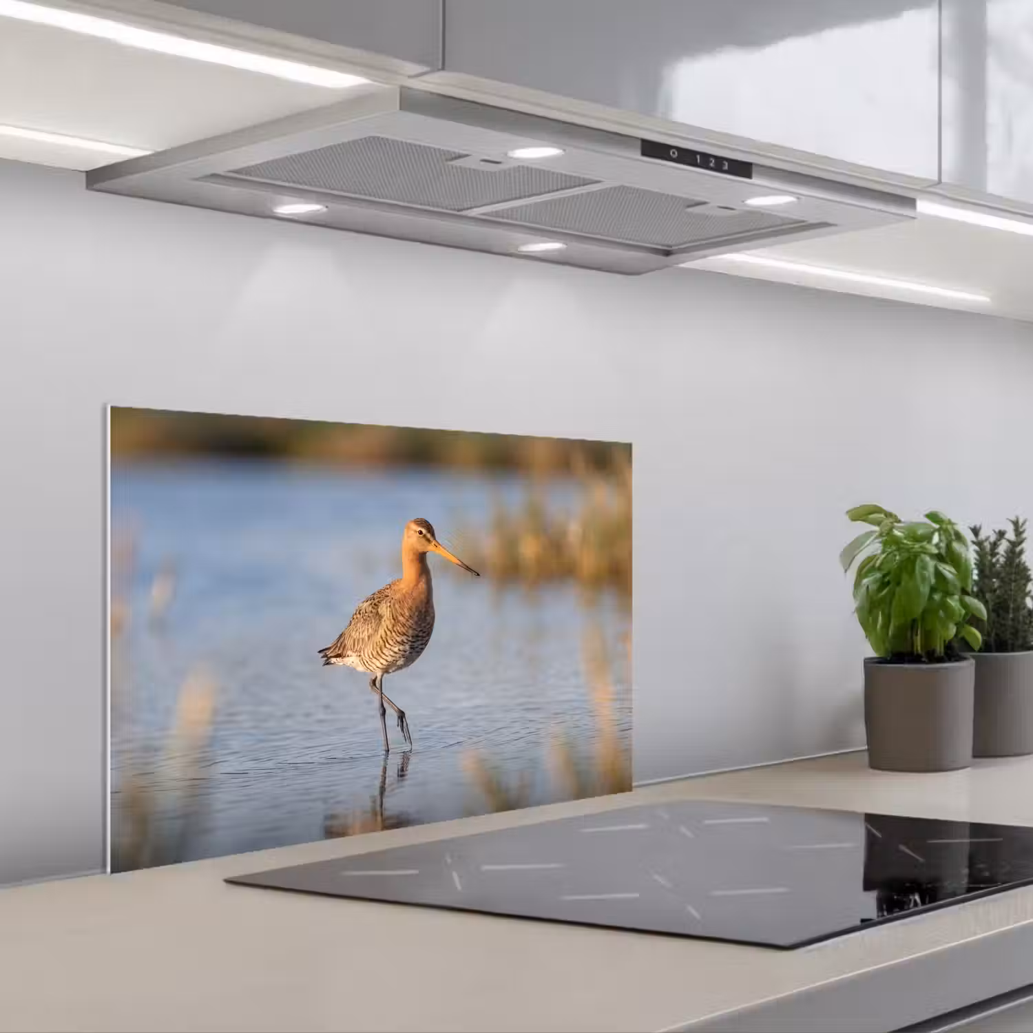 Vogel - Steltloper - Water - Natuur keuken achterwand spatscherm klein -3d_schuin