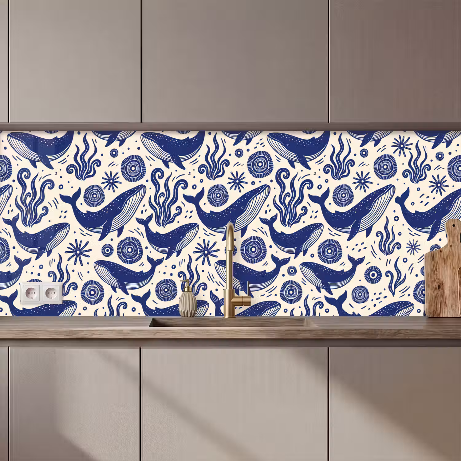 Walvis - Onderwater - Dieren - Abstract - Blauw keuken achterwand 2 middel zz_3dshopping