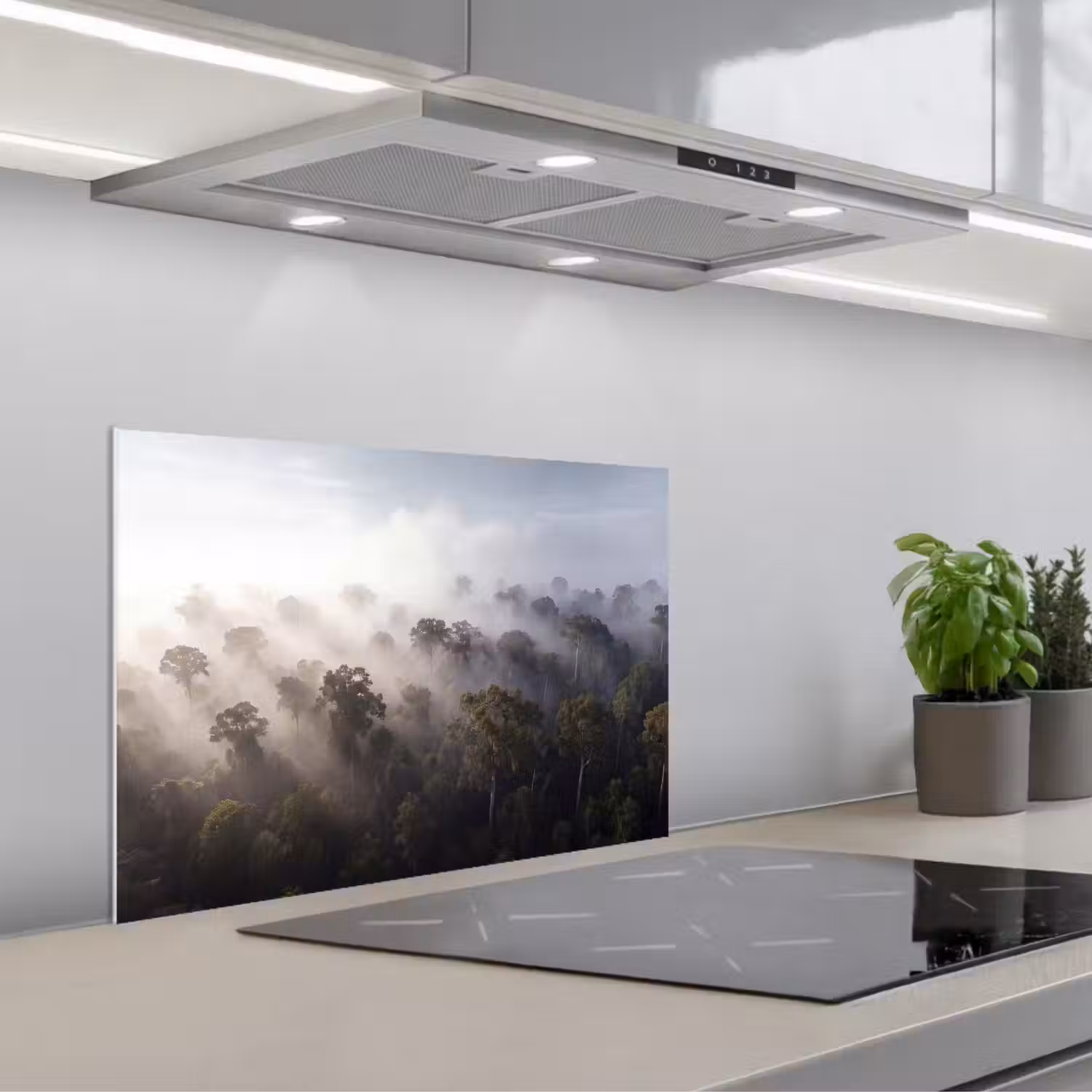 Bos - Mist - Natuur - Groen keuken achterwand spatscherm klein -3d_schuin
