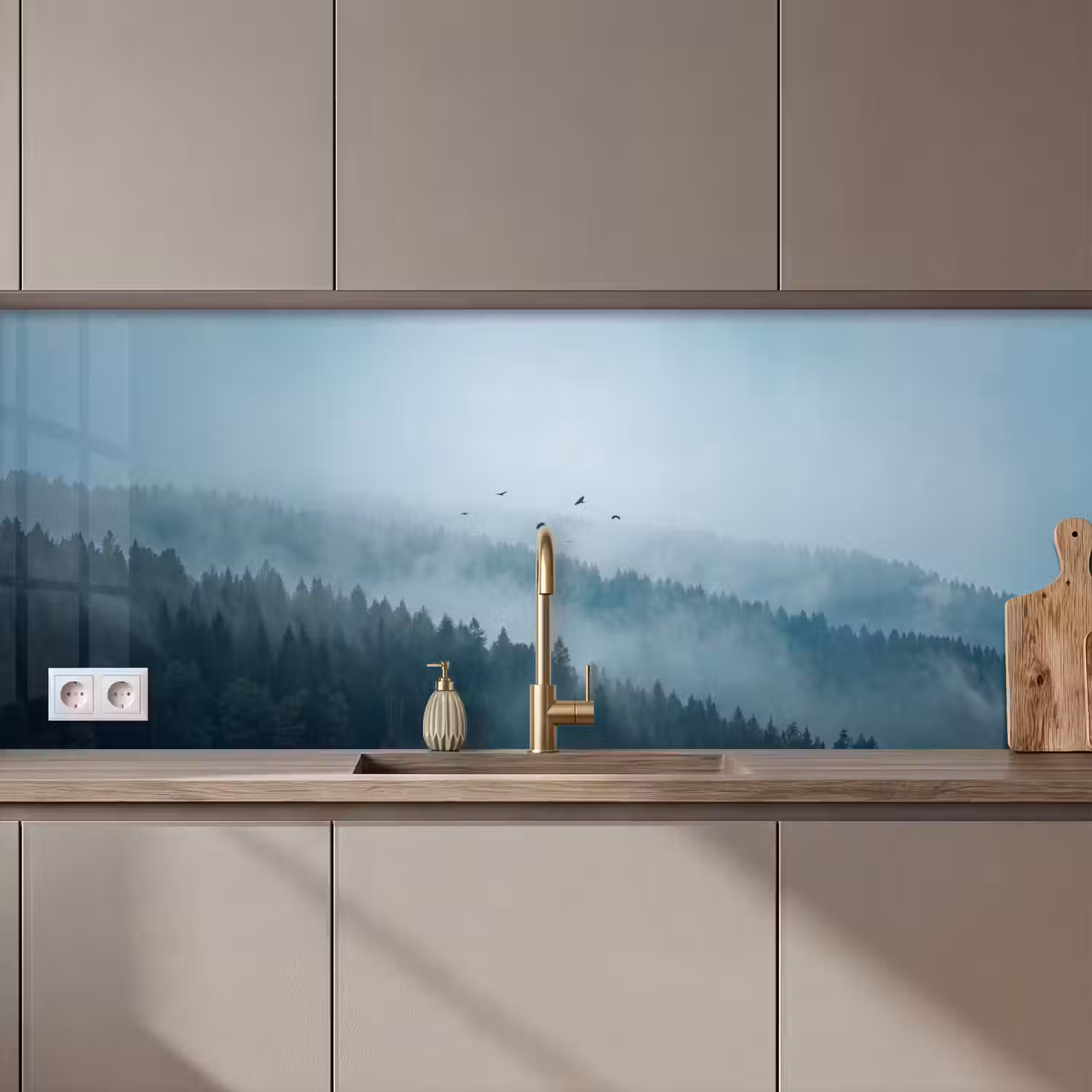Bos - Mist - Vogels - Natuur - Groen keuken achterwand 2 middel zz_3dshopping