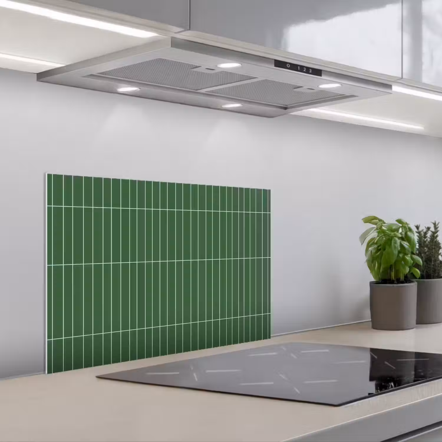 Wandtegel - Verticaal - Donkergroen keuken achterwand spatscherm klein 900 -3d_schuin
