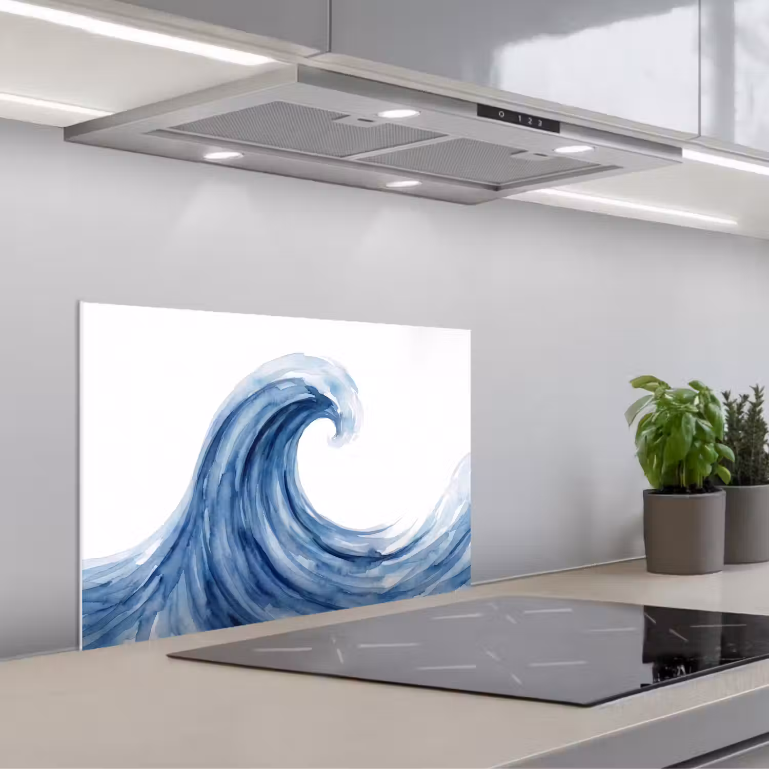 Water - Beweging - Natuur - Modern - Blauw keuken achterwand spatscherm klein -3d_schuin