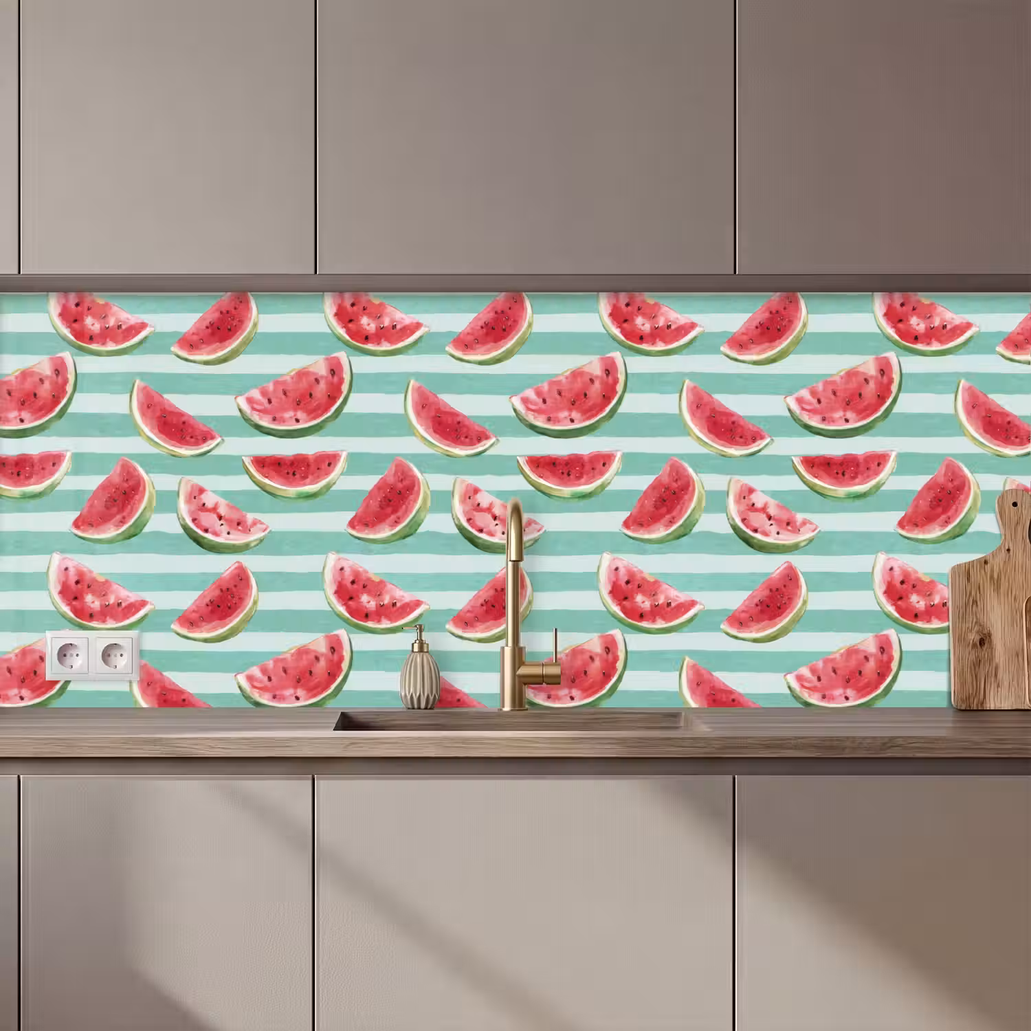Watermeloen - Strepen - Groen keuken achterwand 2 middel 871 zz_3dshopping