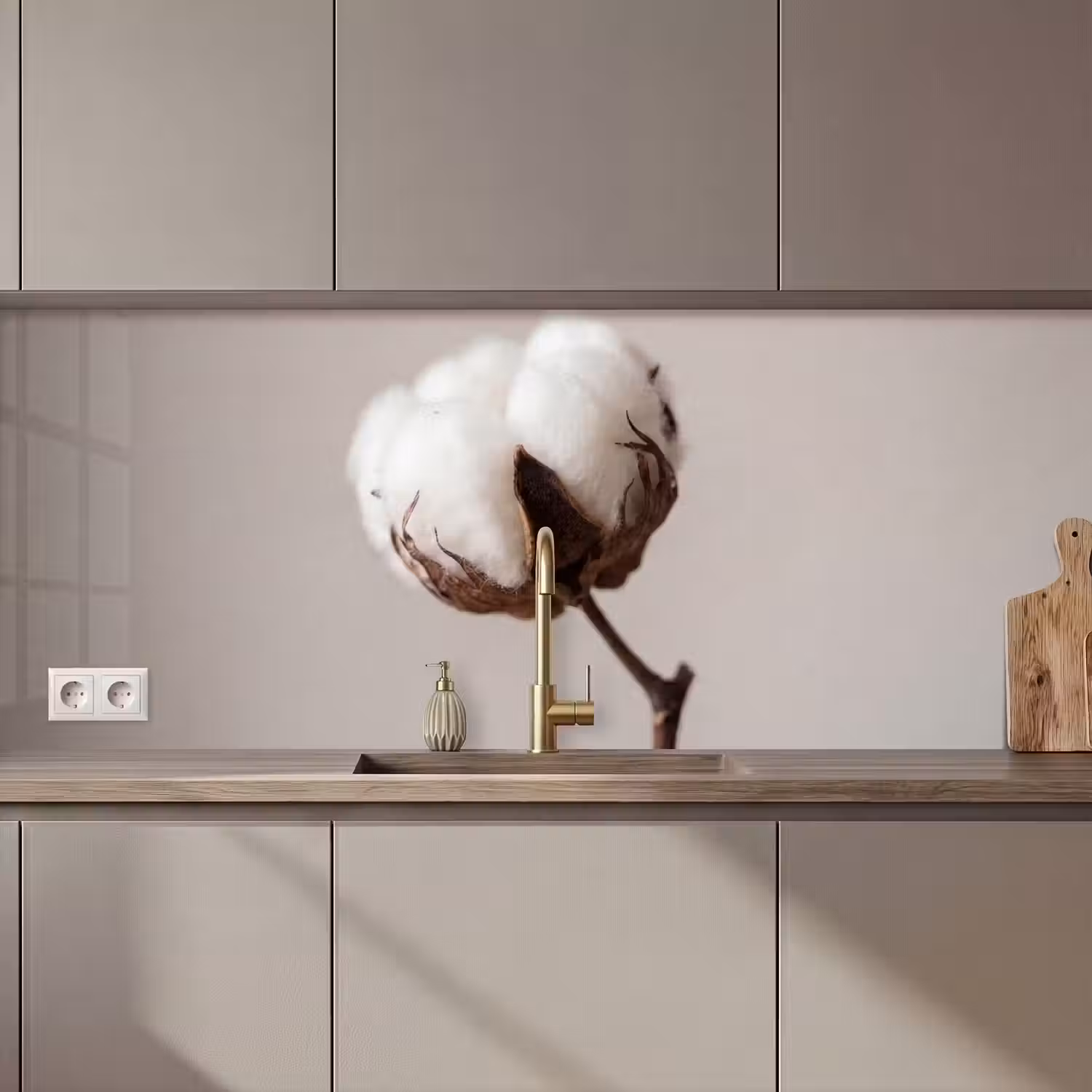 Katoenbol - Minimalistisch - Wit keuken achterwand 2 middel zz_3dshopping