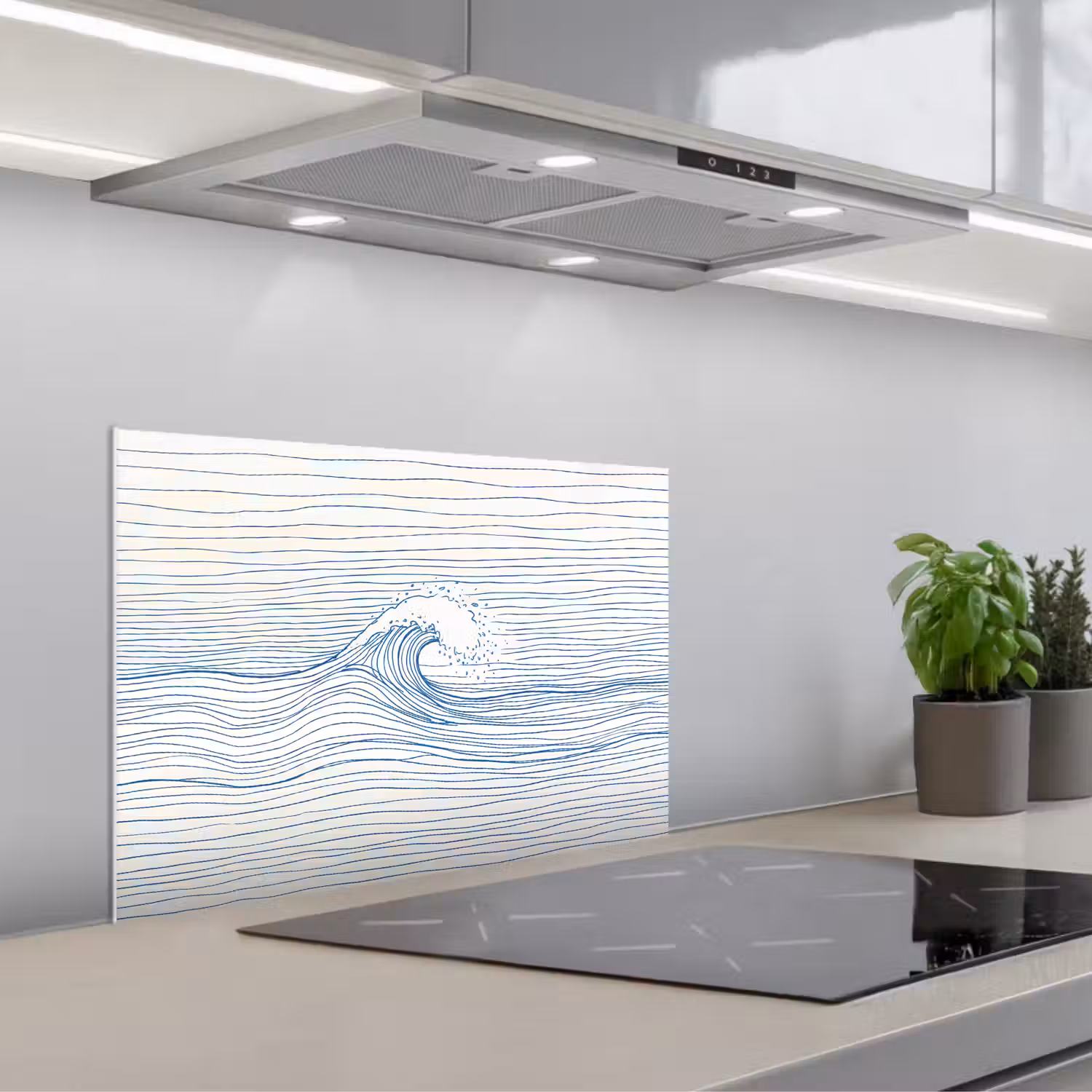 Golf - Brekende - Natuur - Minimalistisch - Blauw keuken achterwand spatscherm klein -3d_schuin