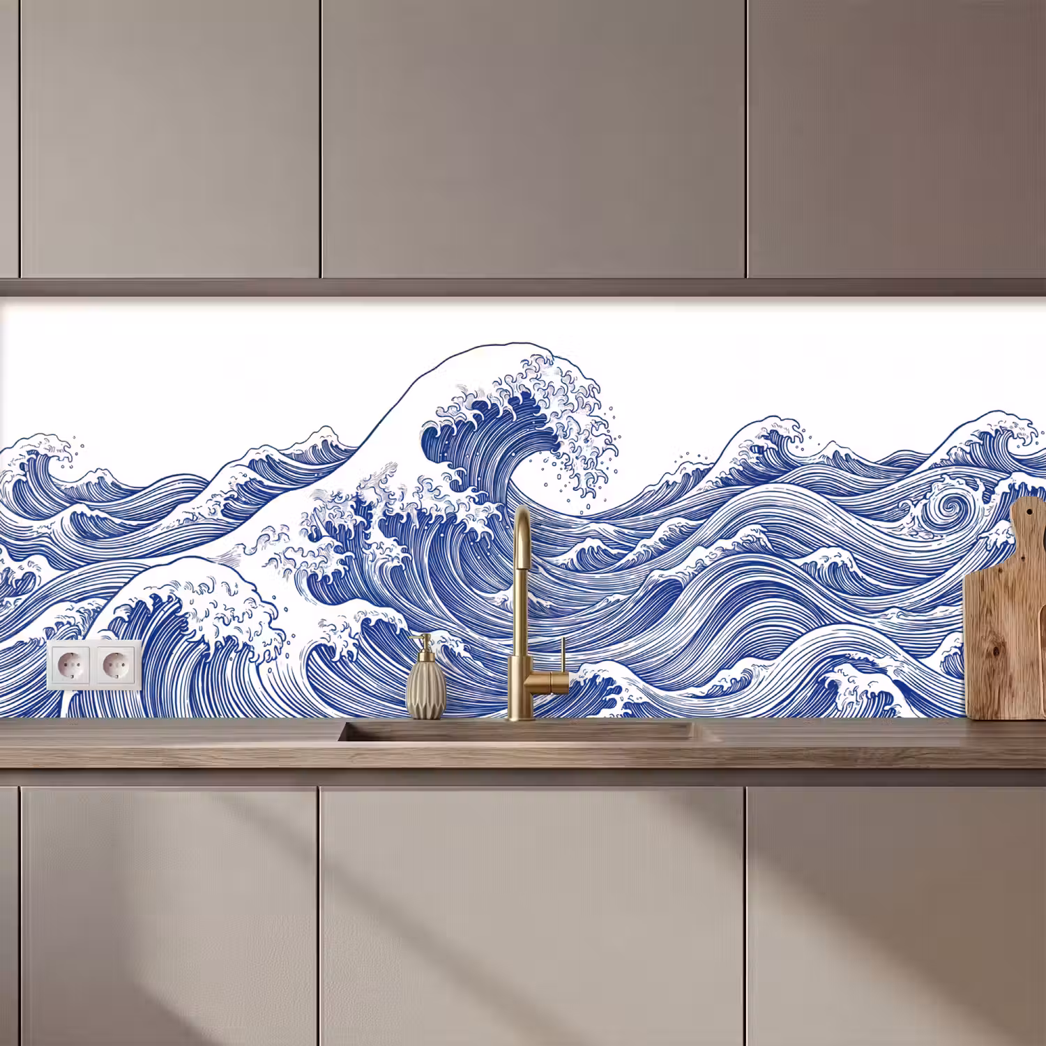 Golf - Japans - Zee - Illustratie - Blauw keuken achterwand 2 middel zz_3dshopping