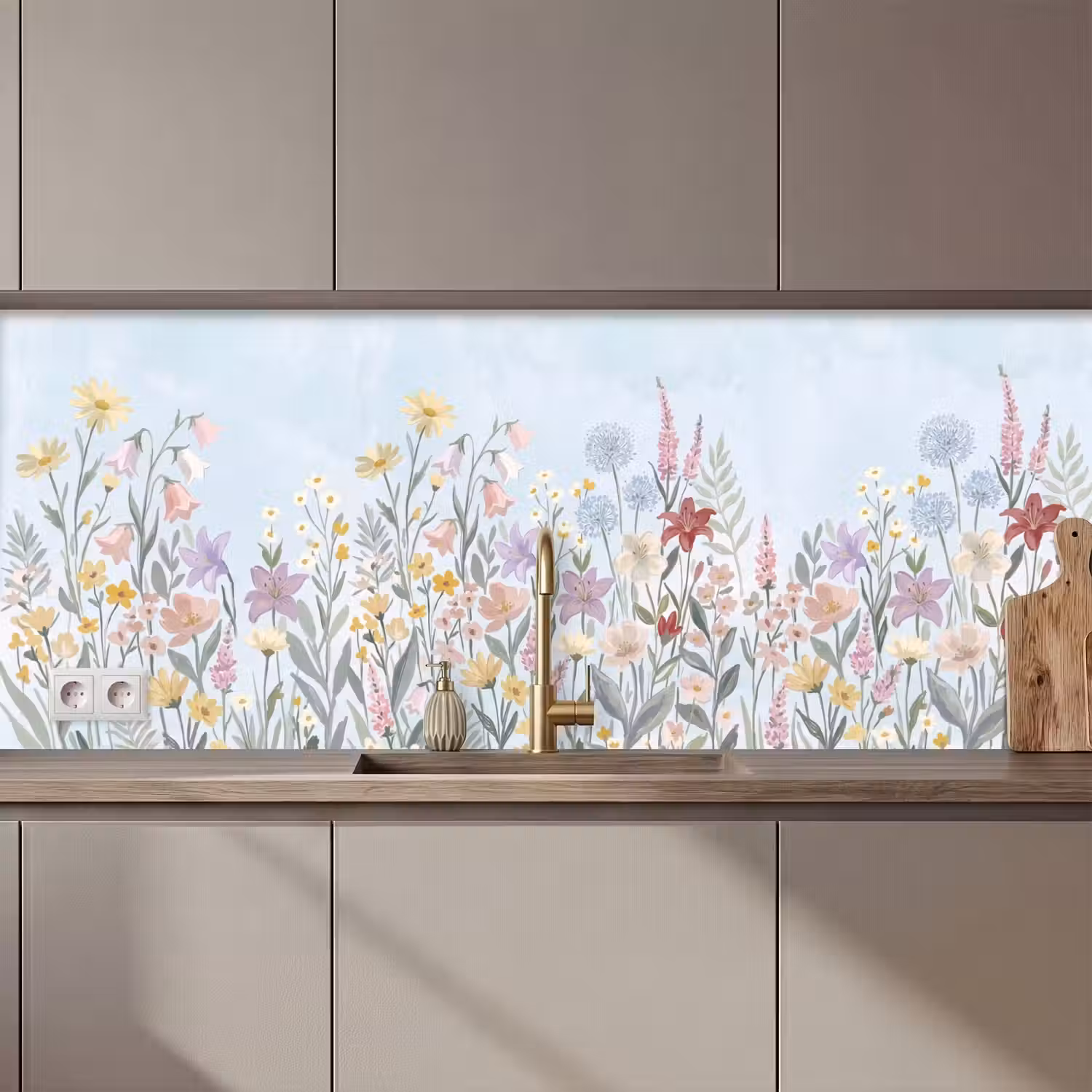 Weidebloemen - Illustratie - Kleurrijk keuken achterwand 2 middel zz_3dshopping