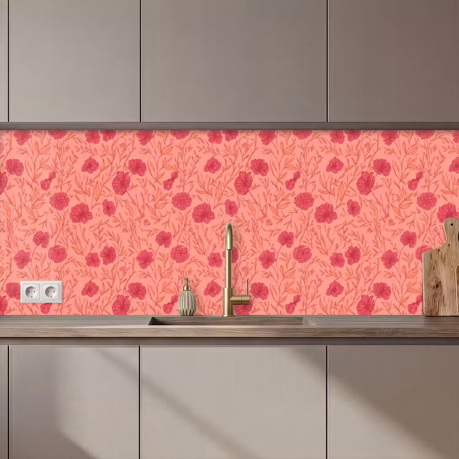 Weidebloemen - Romantisch - Roze keuken achterwand 2 middel 871 zz_3dshopping