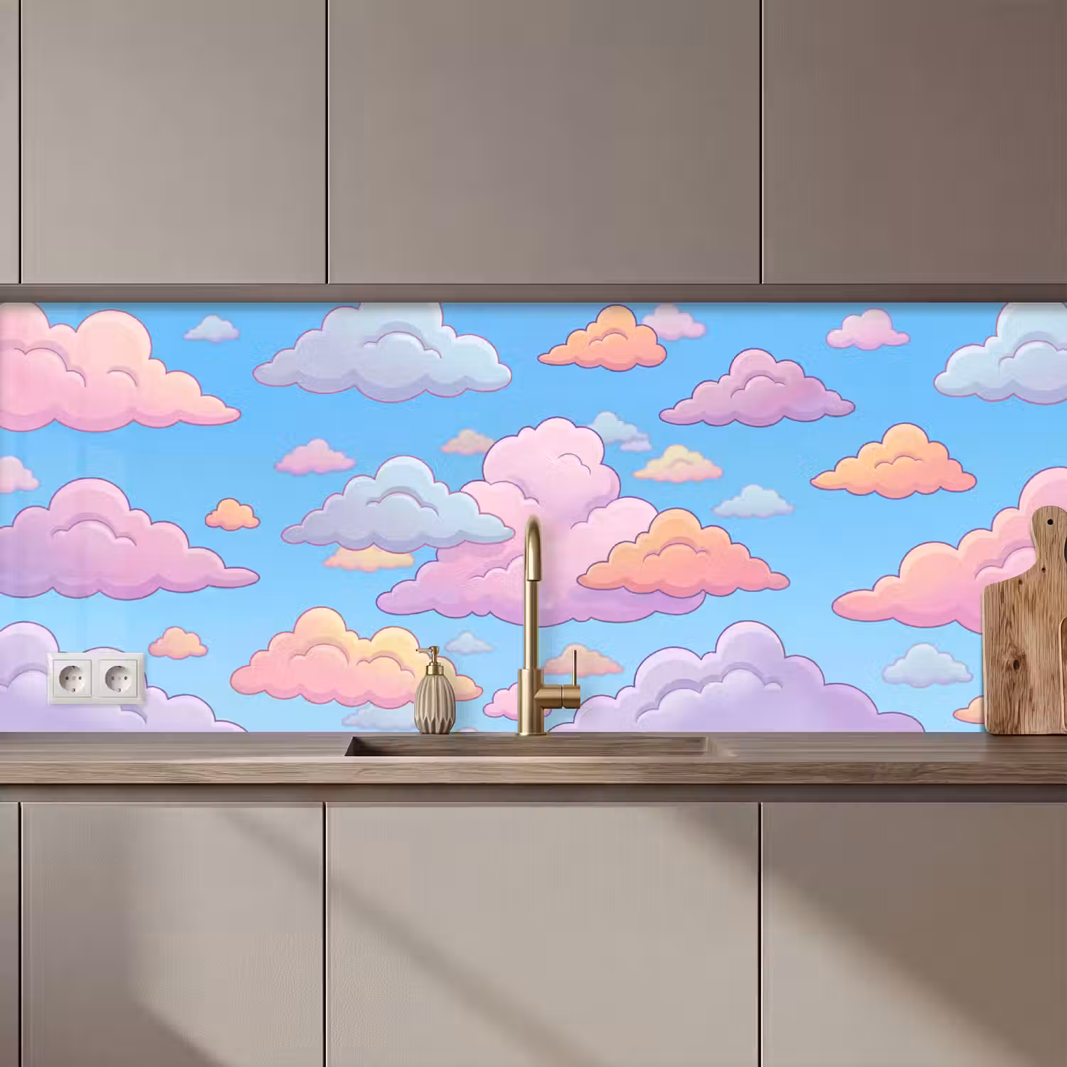 Wolk - Lucht - Natuur - Illustratie - Pastel keuken achterwand 2 middel zz_3dshopping